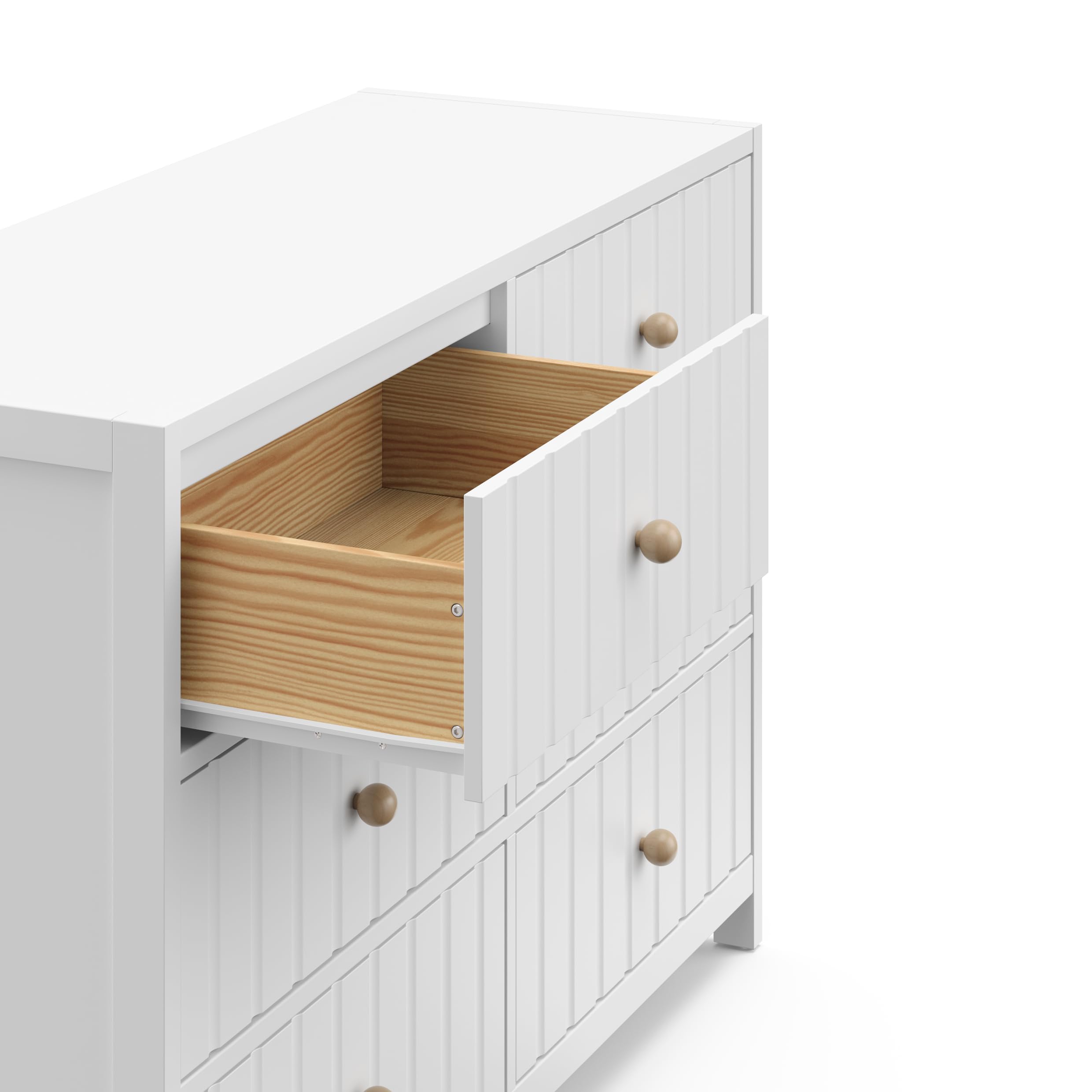 Graco Teddi 6-Drawer Double Dresser in White | GREENGUARD Gold Certified Nursery Furniture with Interlocking Drawer System & Pre-Installed Tracks | Includes 2 Knob Sets for Customization | Perfect for Baby Rooms, Kids Bedrooms & Nursery Storage Solutions