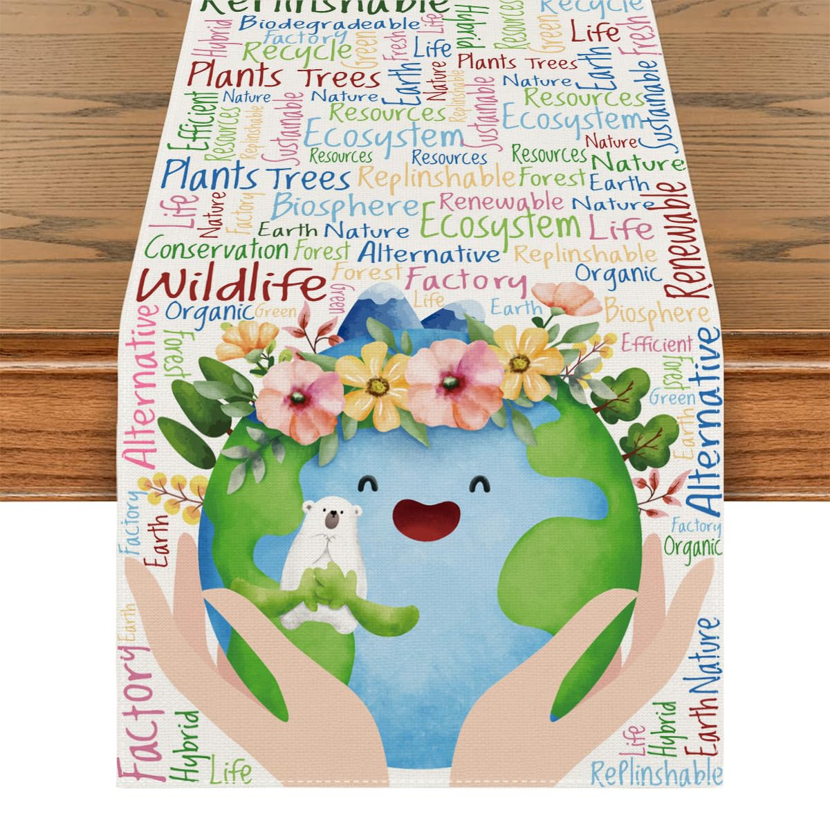 Eco-Friendly Earth Day Table Runner & Party Decorations - Sustainable Home Party Supplies for Earth Day Celebrations & Environmental Awareness Events