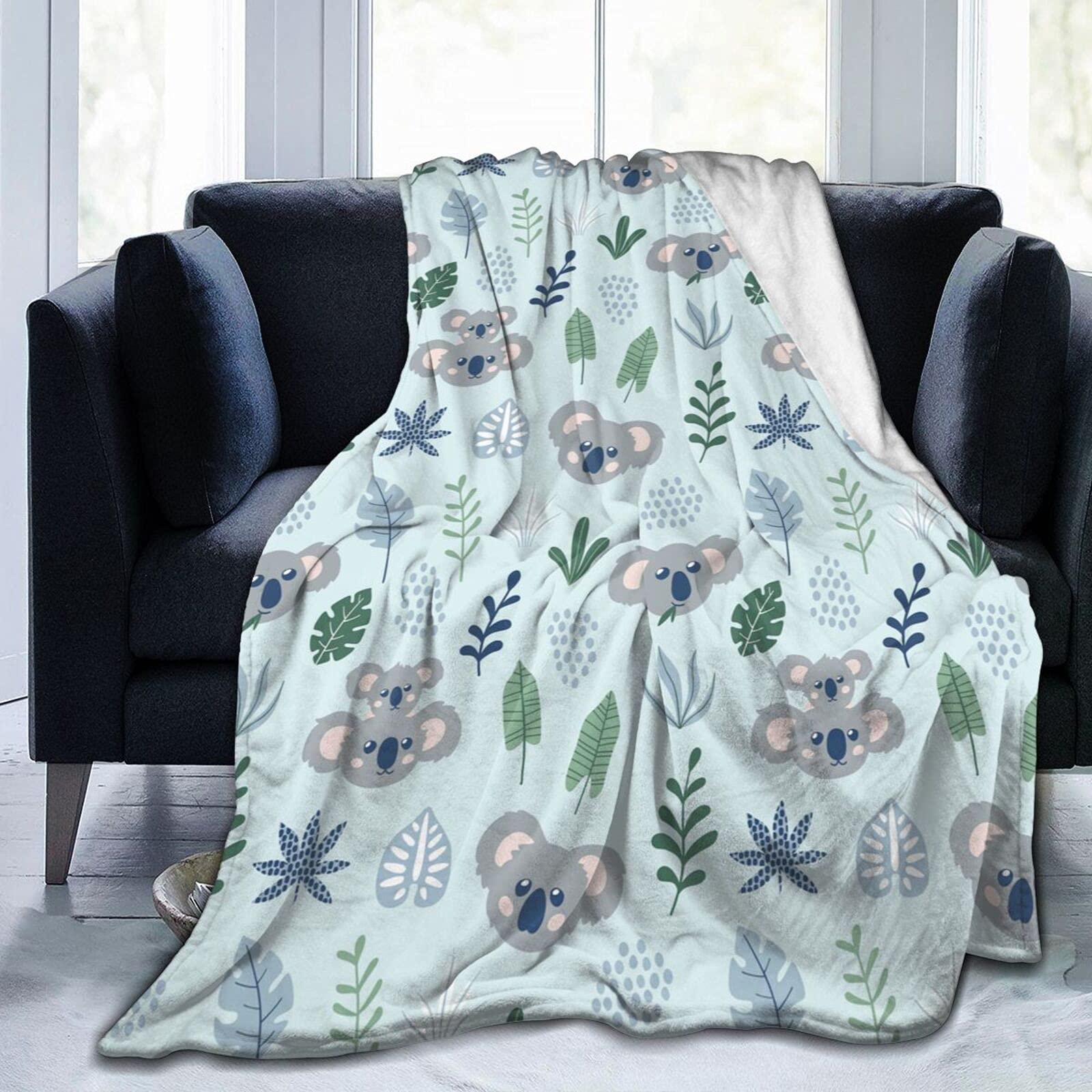 Super Soft Koala Flannel Throw Blanket - Lightweight Microfleece Plush Blanket for Couch, Bed & Sofa (50x60 inches) - Perfect for Air Conditioning, Summer Nights & Cozy Home Decor