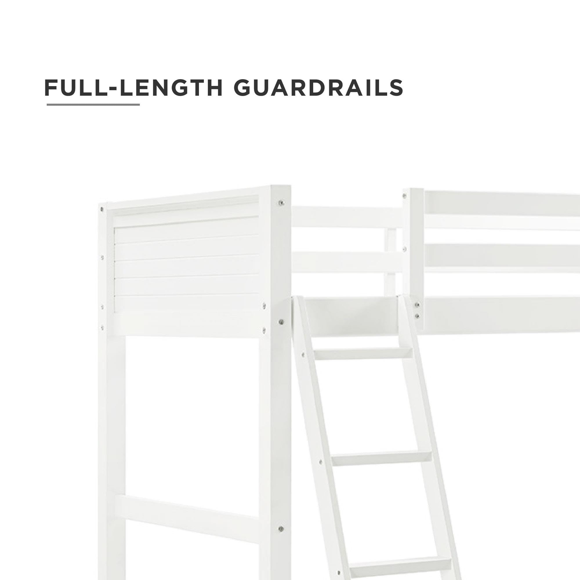 DHP Moon Bay Twin Loft Bed in White - Space-Saving Pine Wood Loft Bed for Kids & Teens - Perfect for Small Bedrooms, Dorms & Studio Apartments