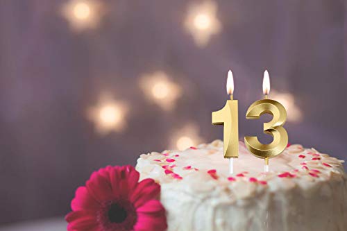 13th Birthday Candles - Gold Number 13 Cake Topper for Birthday Party Decorations | Perfect for Teen Birthday Cakes, Milestone Celebrations & Sweet 16 Decor