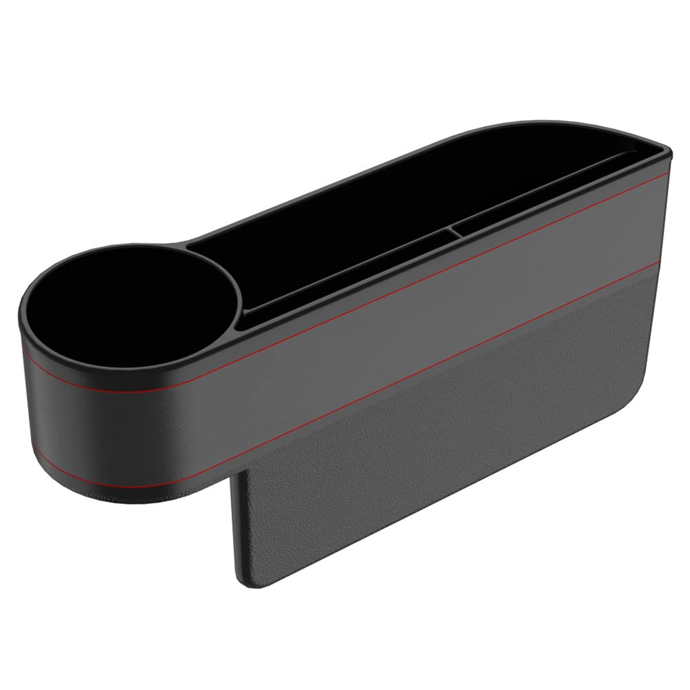 SEADEAR Car Seat Gap Organizer - Leather Storage Box with Cup Holder for Phone, Keys & Cards - Perfect for Cars & SUVs