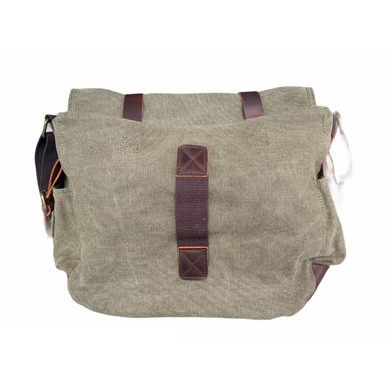 Stylish Tyrone Canvas & Leather Messenger Bag for Men - Durable Crossbody Laptop Briefcase - Perfect for Work, Travel & College (Brown)