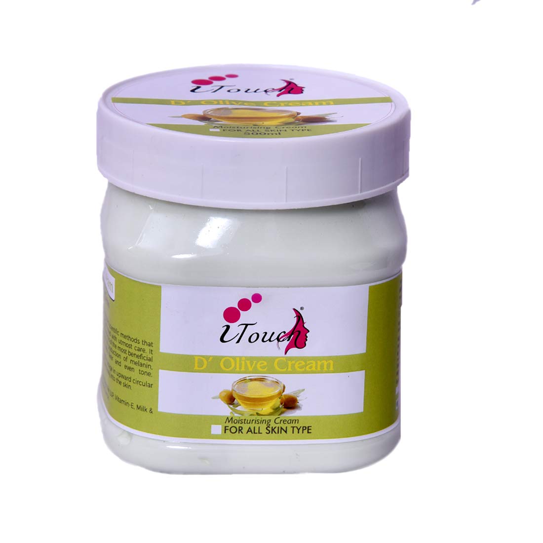 iTouch Herbal D'Olive Cream 500ml - Natural Olive Oil Moisturizer for Dry Skin, Hands & Body - Perfect for Daily Hydration & Nourishment