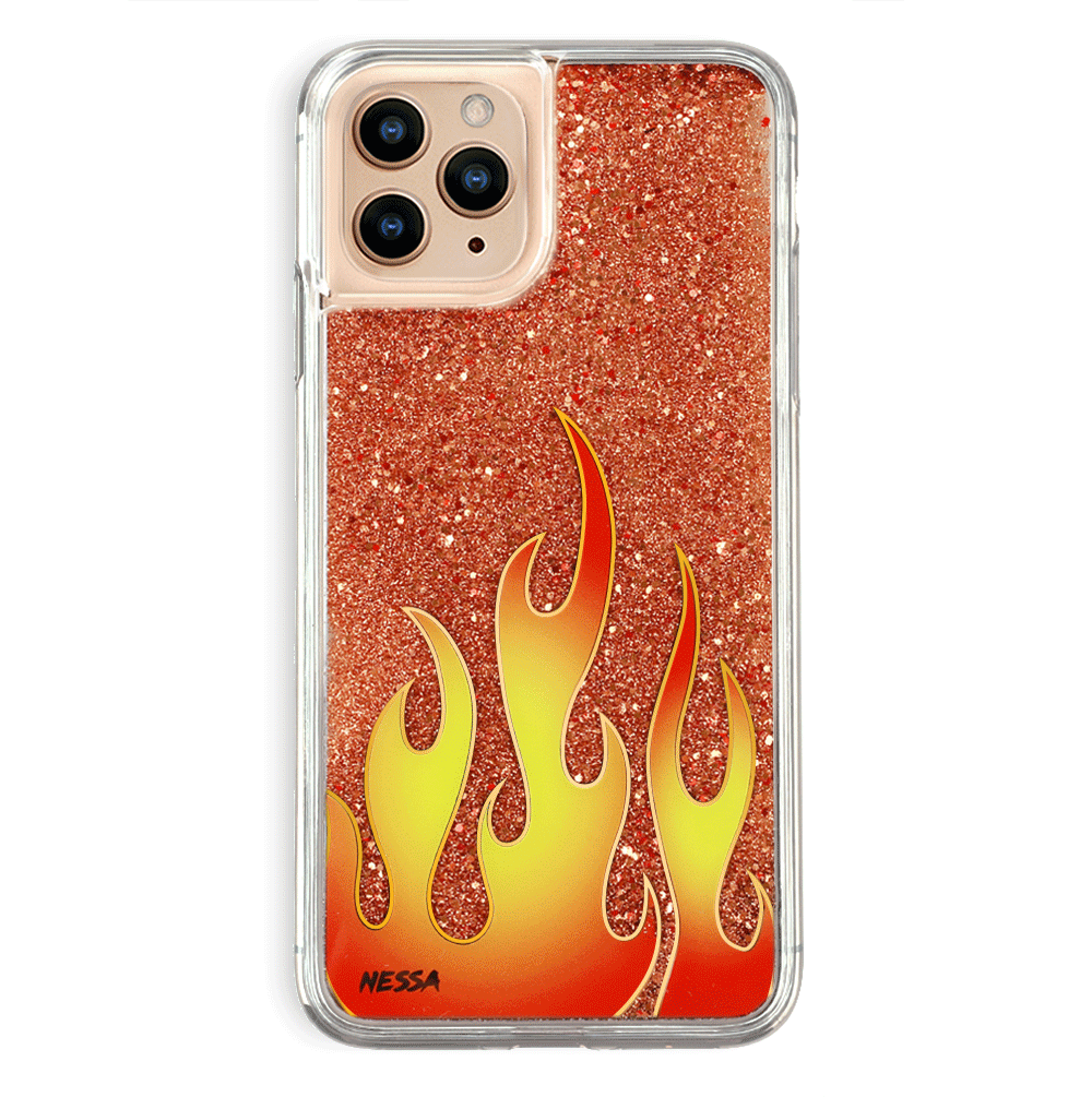 Sparkle Glitter Flames iPhone Case by Nessa - Trendy Protective Phone Cover for iPhone 13/14/15 Pro Max - Perfect for Parties, Concerts & Festivals
