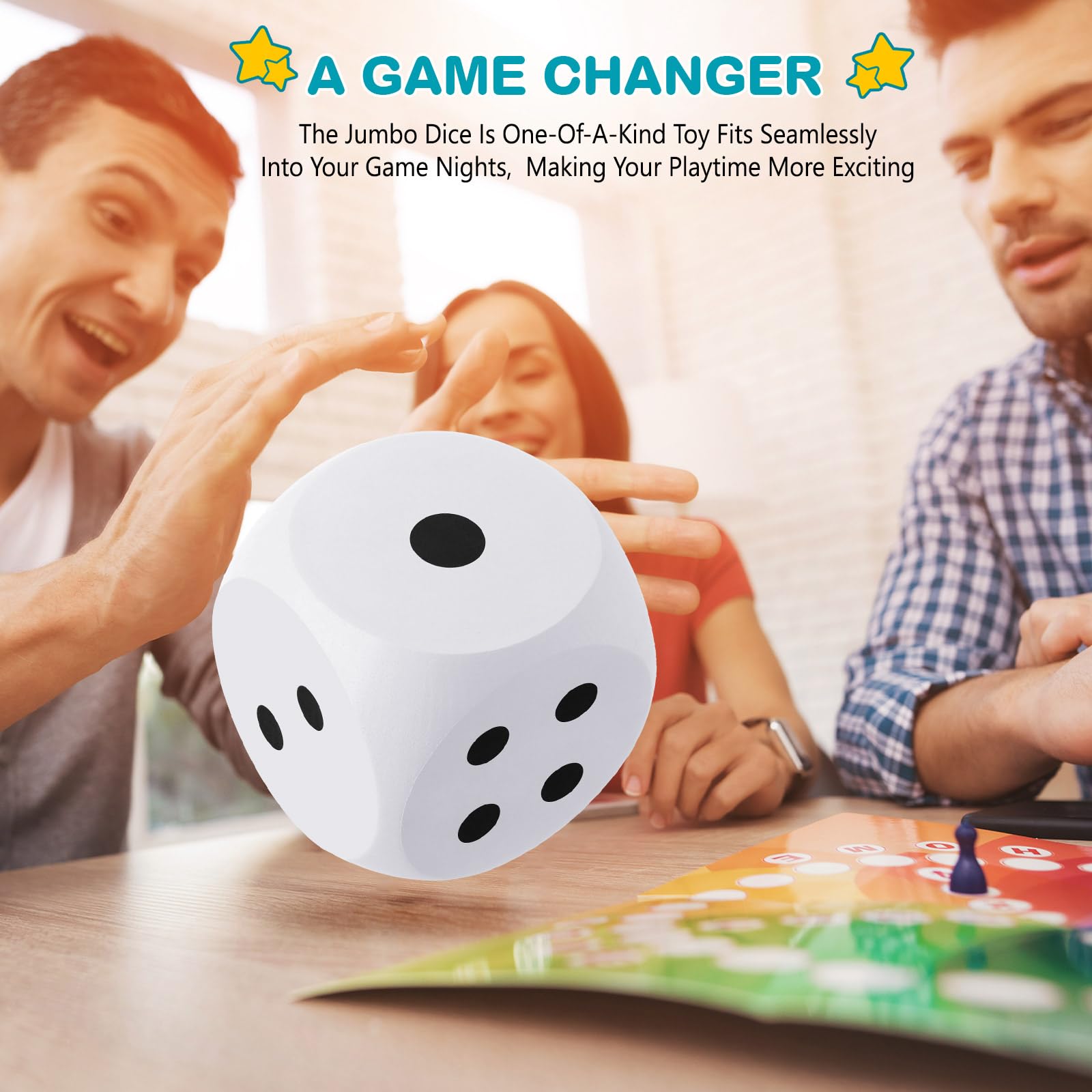 Shappy 6 Inch Soft Foam Dice - Large Educational Toy for Kids, Fun Game Night Accessories, Giant Decorative EVA Foam Cube for Learning, Party Games & Classroom Activities (White, 1 Piece) - Perfect for Family Game Nights, Math Learning, and DIY Decorations