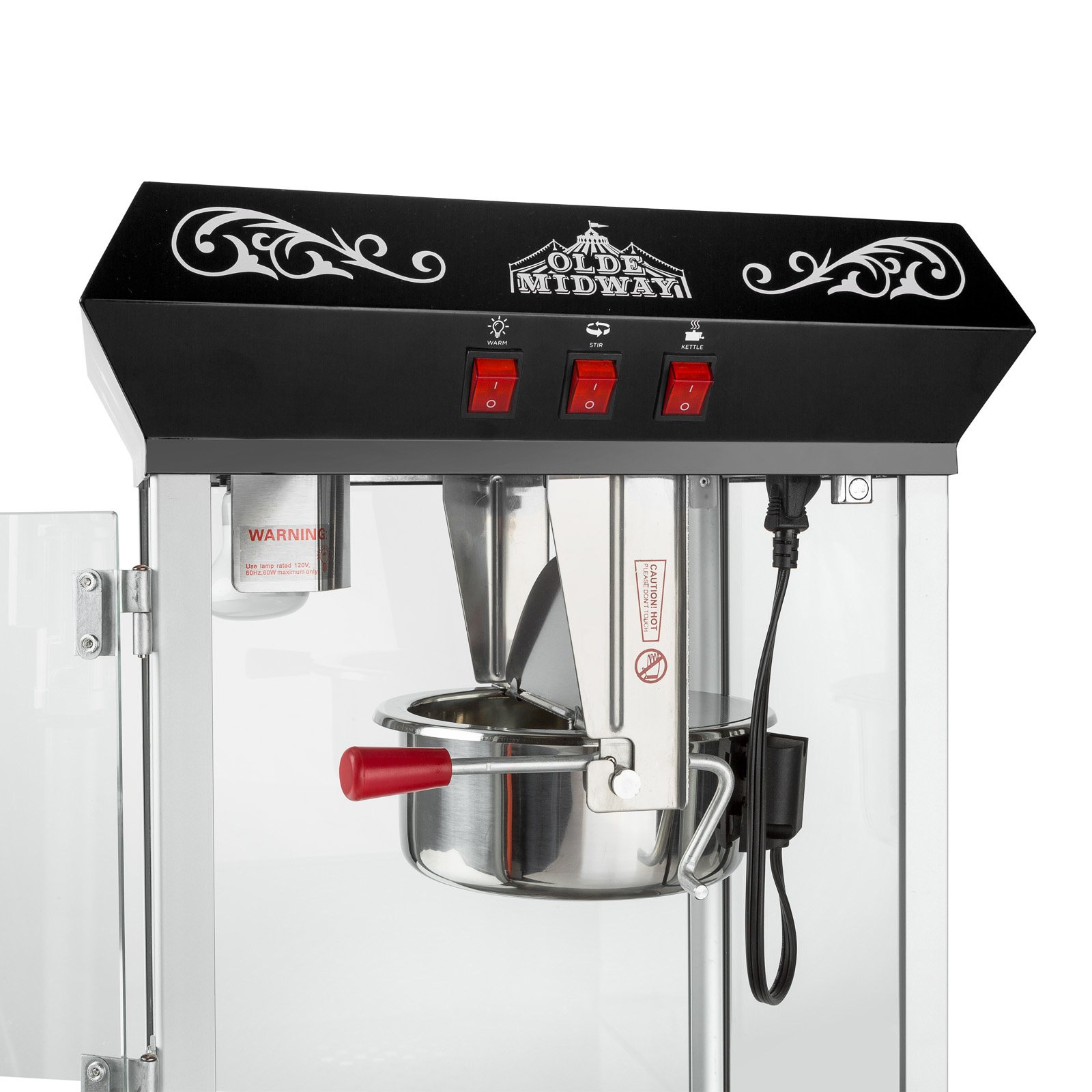 Olde Midway Commercial Popcorn Machine - 8-Ounce Kettle Popper for Movie Theater Style Popcorn at Home (Black) - Perfect for Parties, Carnivals & Home Theater Nights