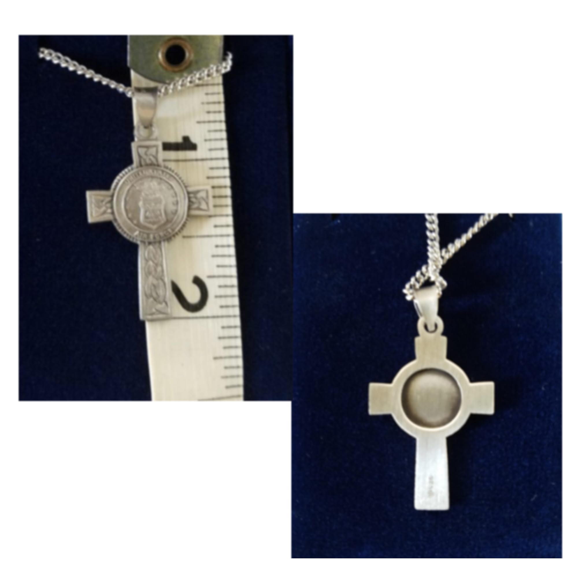 Men's Sterling Silver Air Force Cross Pendant Necklace - Antique Halo Design with US Air Force Crest, Engraved Woven Pattern, 24