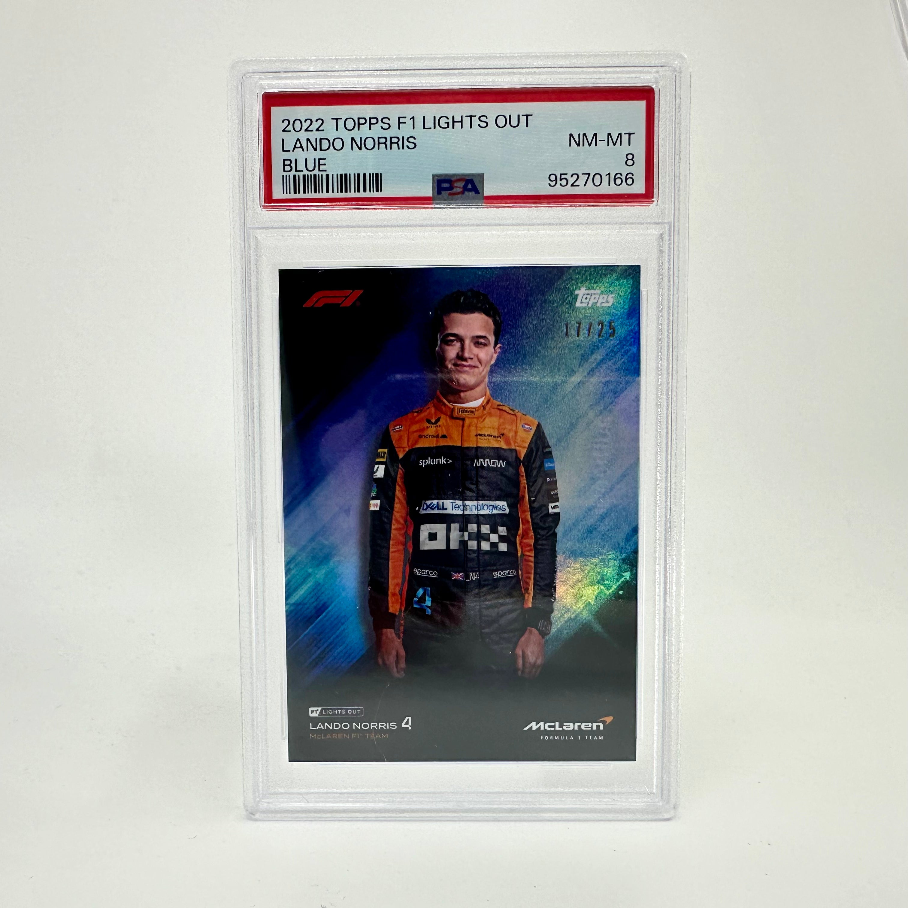 2022 Topps Lights Out Lando Norris Blue Parallel PSA 8 17/25 - Rare Trading Card for Collectors & F1 Fans, Perfect for Display & Investment