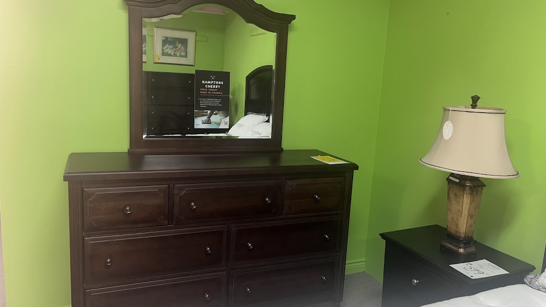 Solid Cherry Wood Triple Dresser with Mirror - Spacious Storage for Bedroom, Closet & Nursery Organization