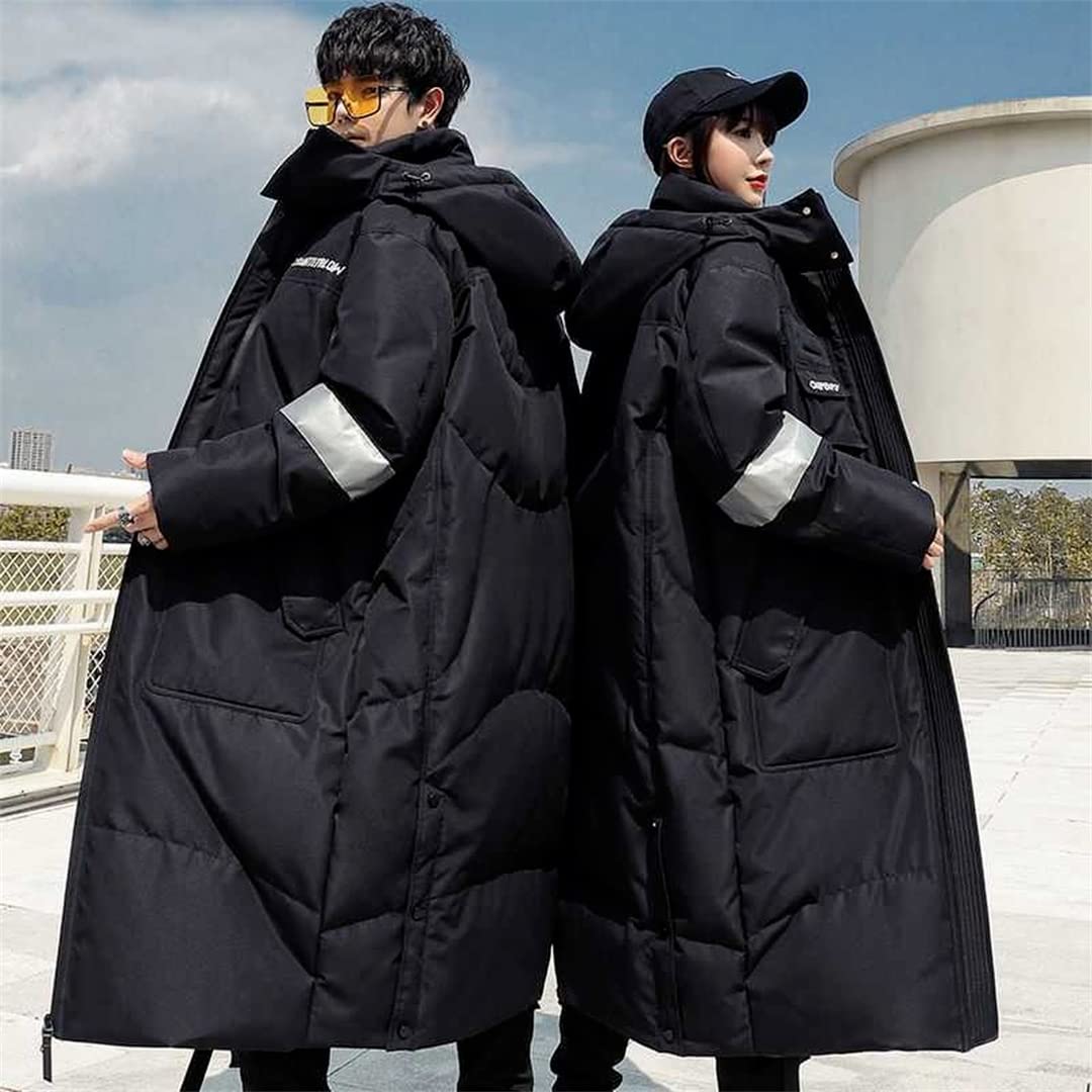 Men's Winter Fashion Long Hooded Down Jacket with Pockets - Thick Warm Overcoat for Cold Weather - Perfect for Outdoor Activities, Hiking & Daily Wear