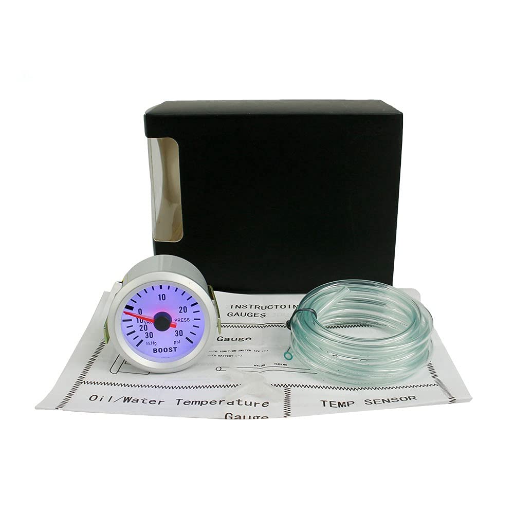 52mm LED Turbo Boost Gauge Meter - 30 PSI & Vacuum Pressure (30in.Hg) - 2