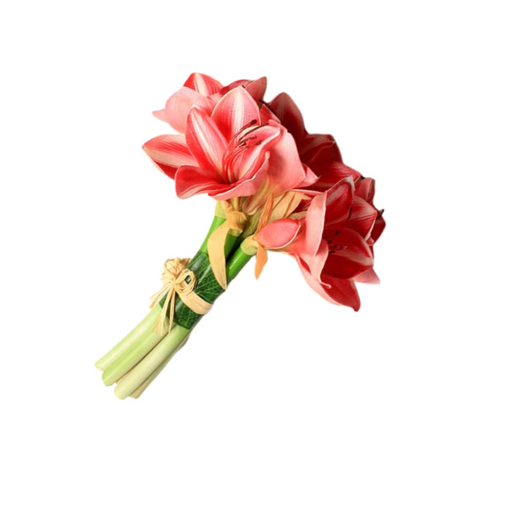 ULTNICE 7Pcs Artificial Clivia Flower Bouquet - Realistic Fake Flowers for Home, Garden, Party & Wedding Decor (Rosy) - Perfect for Centerpieces, Table Arrangements and Indoor/Outdoor Decoration
