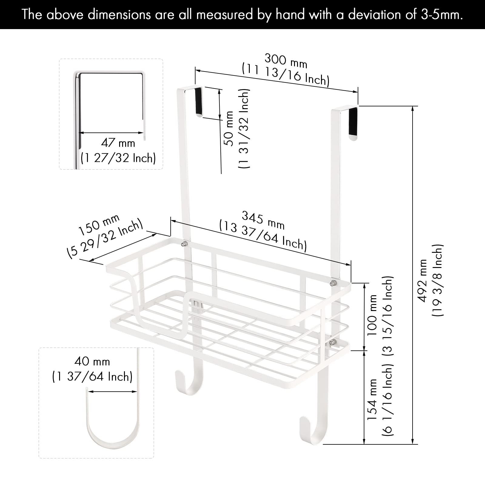 KES Ironing Board Hanger - Over The Door Ironing Board Holder for 1 3/4