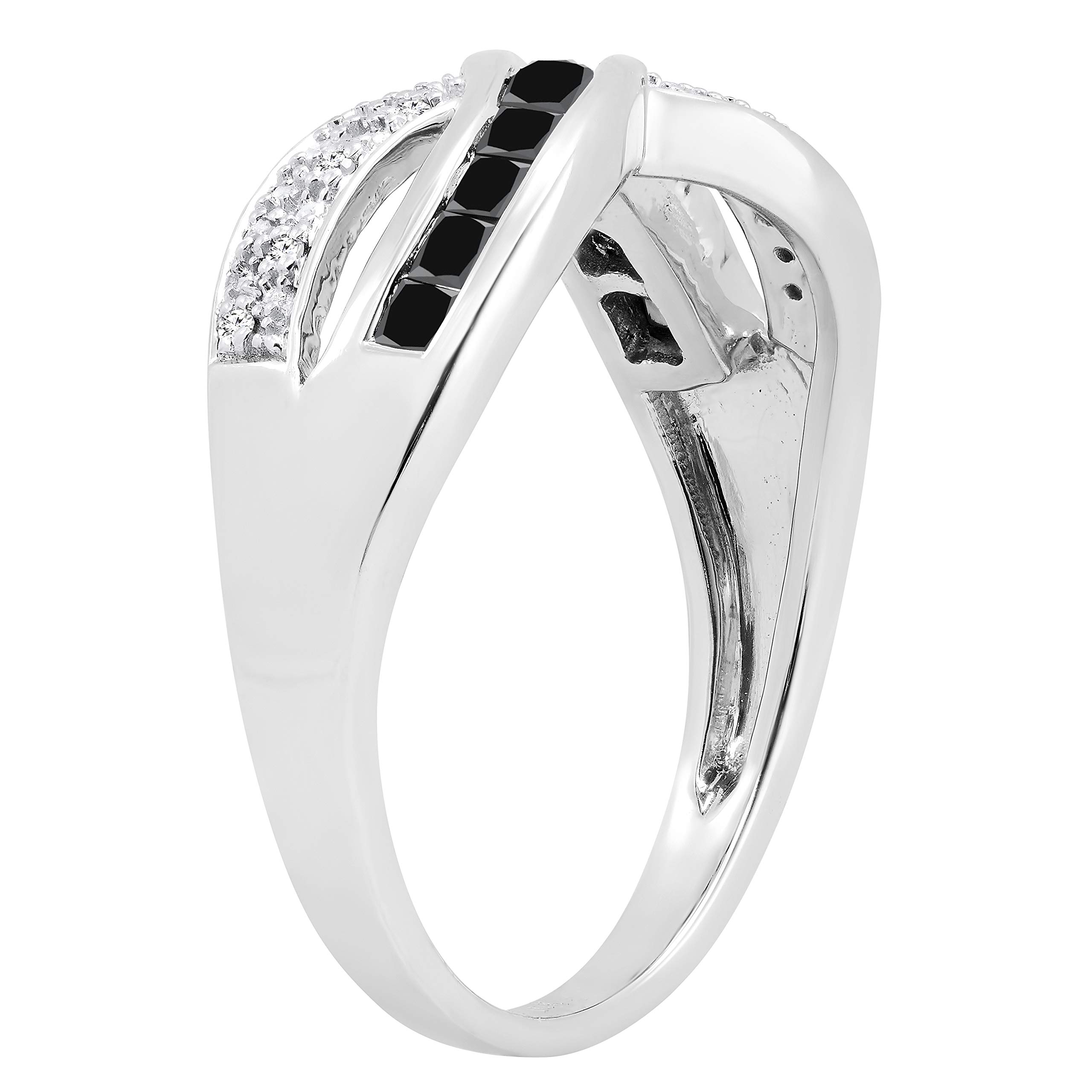 Dazzlingrock 10K White Gold Princess Cut Gemstone & Round Diamond Wedding Band Ring for Women - Perfect for Anniversaries, Engagements, and Special Occasions