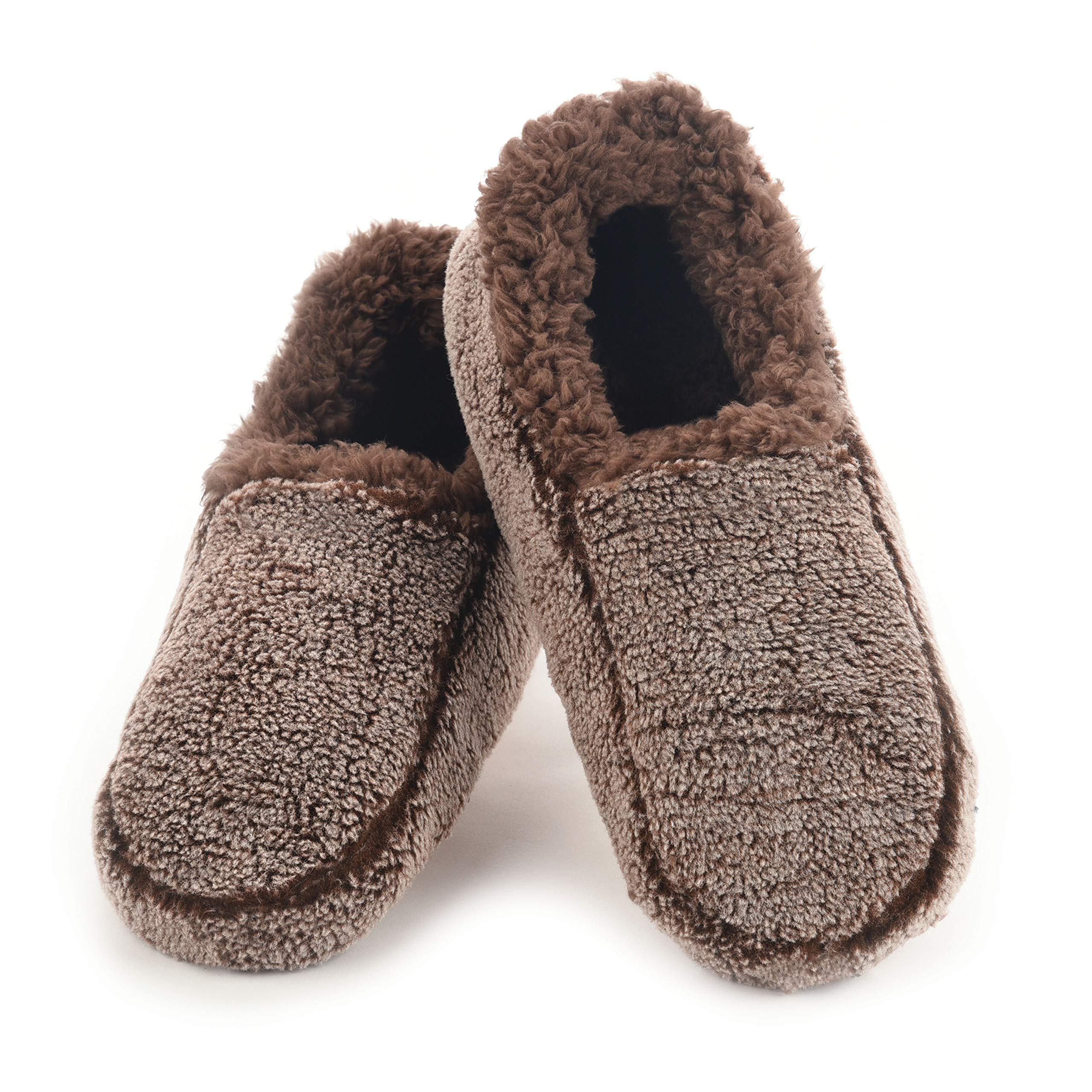 Snoozies Men's Two-Tone Fleece-Lined Slippers - Soft & Comfortable House Shoes for Men - Indoor/Outdoor Wear - Perfect for Winter, Lounging & Home Comfort