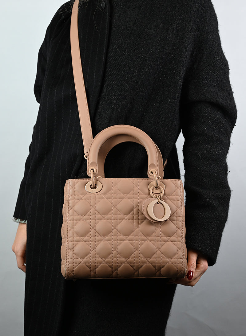 Dior Lady Dior Leather Handbag in Toffee Brown | Luxury Designer Tote Bag for Women | Perfect for Work, Evening Events & Special Occasions