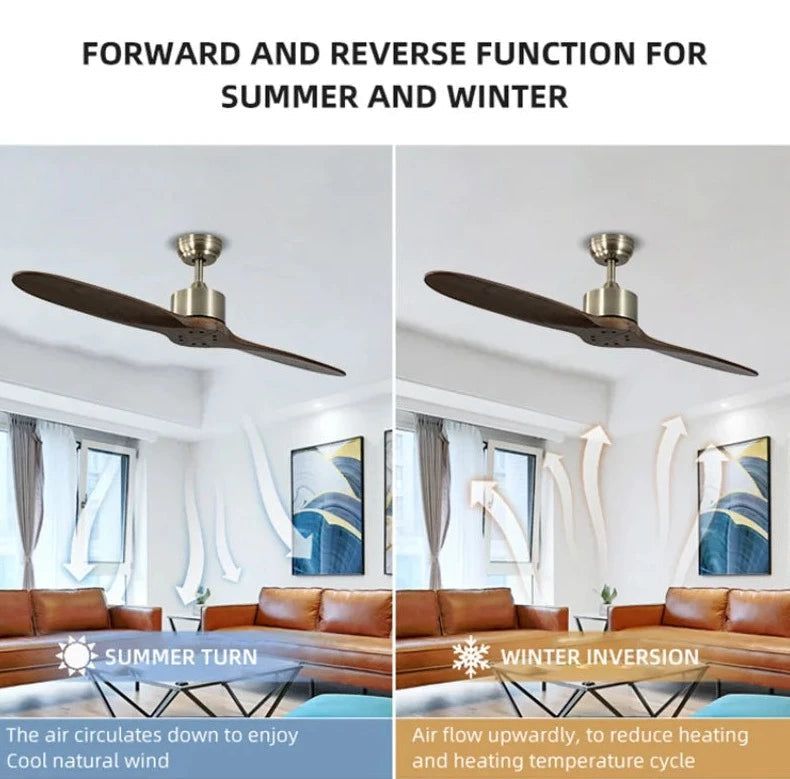 60 Inch Solid Wood Ceiling Fan with Remote Control - Perfect for Living Room, Bedroom, and Outdoor Patio Cooling