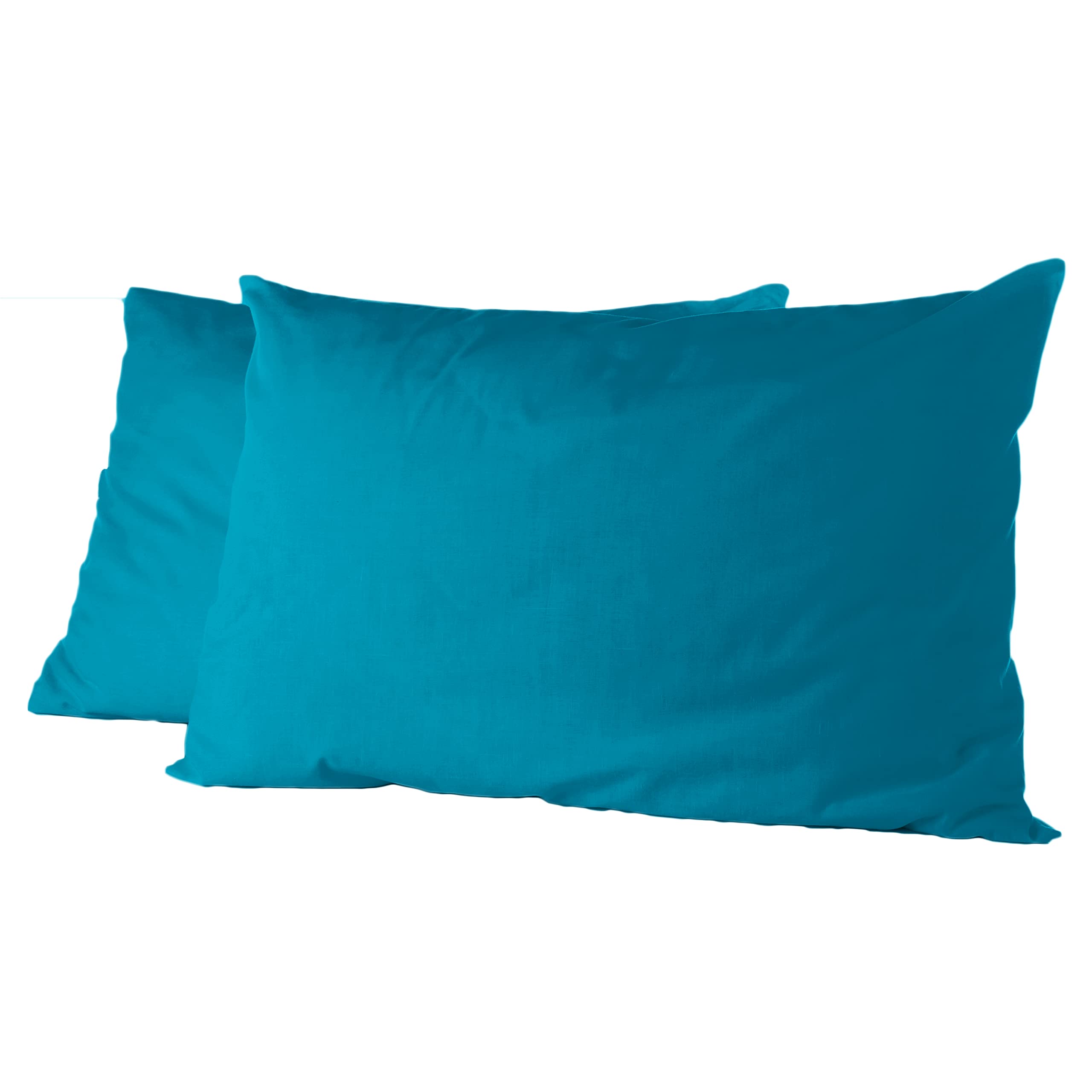 Premium 2-Pack Teal Pillowcases – Hypoallergenic & Breathable Polycotton Blend – Fade & Wrinkle Resistant Standard UK Size 50x75cm – Perfect for Bedroom, Guest Room & Home Decor