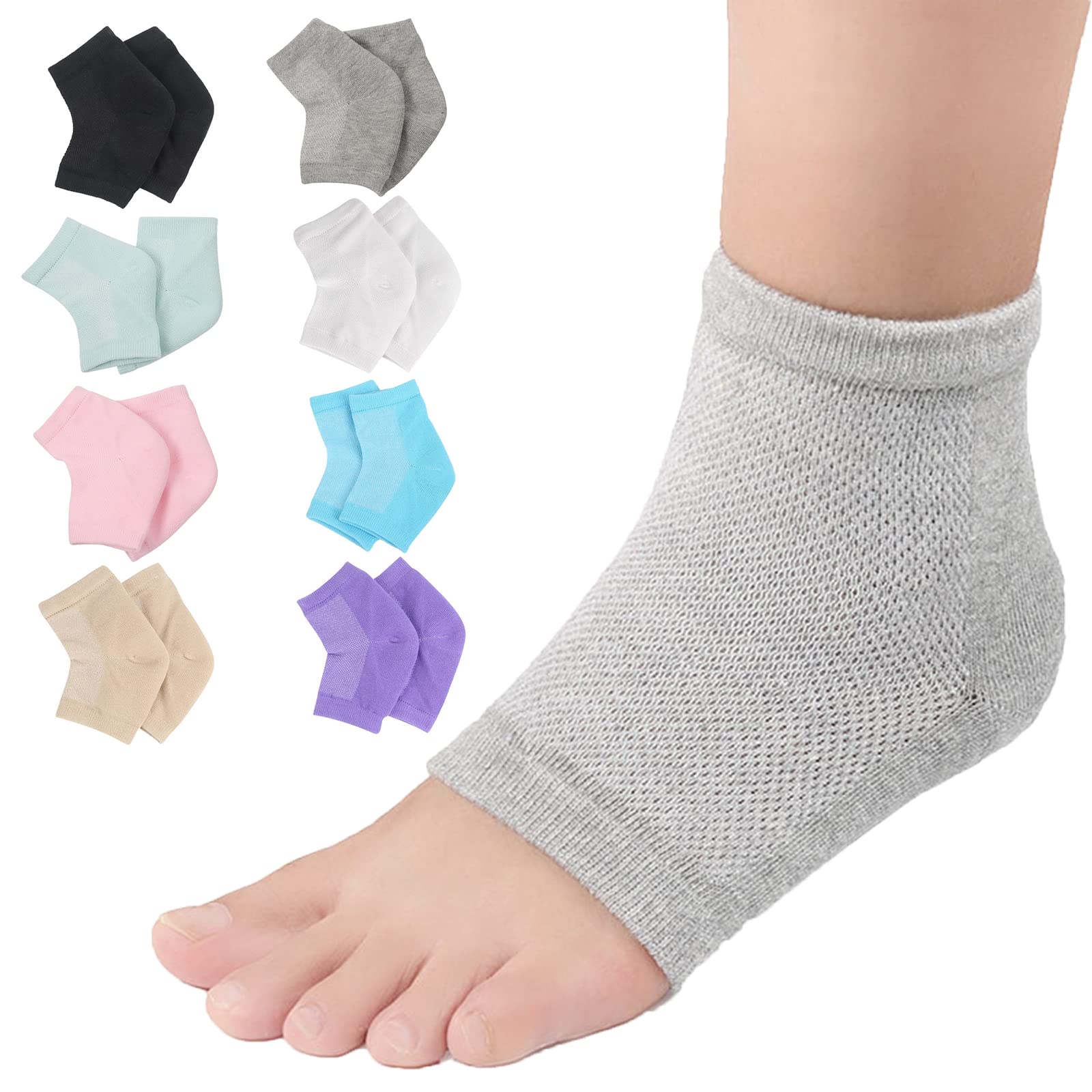 Qtinghua Care Moisturizing Socks for Dry Cracked Heels - Spa Gel Socks with Heel Balm | Foot Care & Softener | Perfect for Overnight Treatment & Pedicure