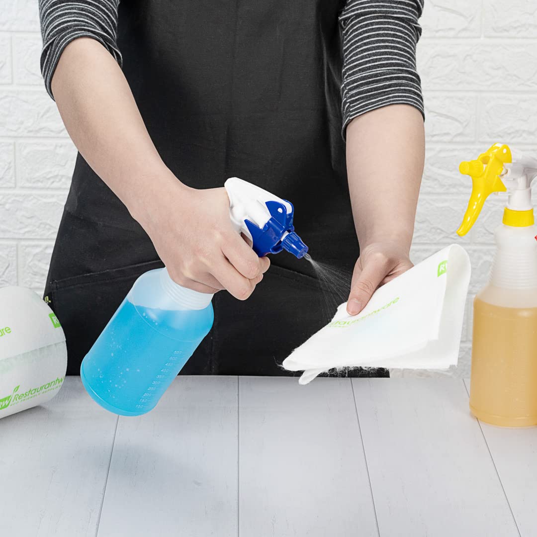 25oz Cleaning Spray Bottles (3-Pack) - Refillable, Leak-Proof with Measurement Marks & Adjustable Mist/Stream Nozzle - Blue Plastic Solution Bottles for Kitchen, Bathroom, Janitorial & Commercial Cleaning