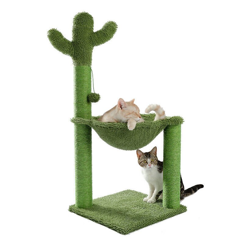 Premium Cactus-Shaped Cat Hammock & Scratching Post - Cozy Climbing Perch for Indoor Cats - Perfect for Play, Rest & Scratching in Home or Office