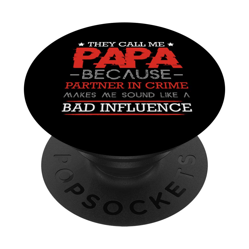 Funny 'They Call Me Papa Because Partner In Crime Grandpa' PopSockets PopGrip - Swappable Phone & Tablet Grip for Grandparents, Fathers Day Gifts, Family Reunions | Perfect for Smartphones, iPads & Daily Use