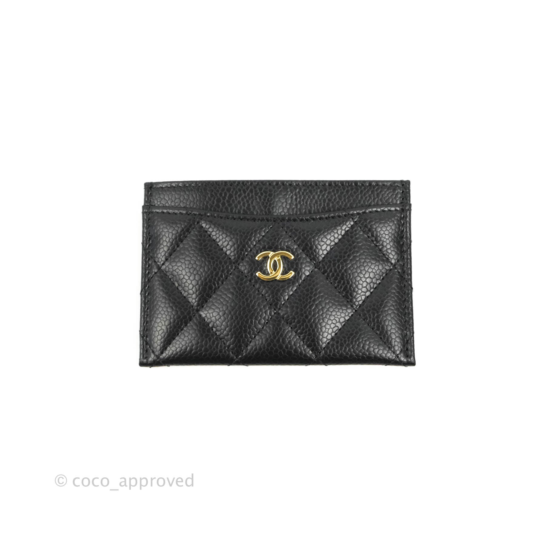 Chanel Classic Flat Card Holder in Black Caviar Leather with Gold Hardware - Luxury Wallet for Everyday Use & Travel