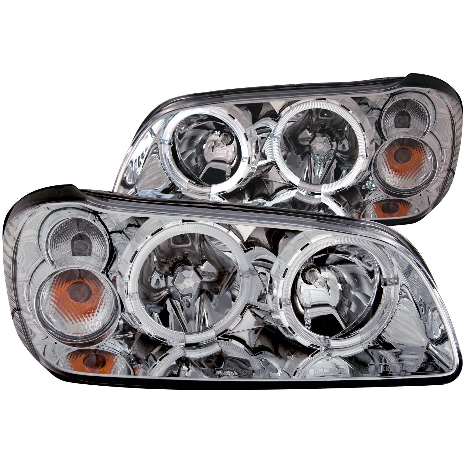 HEADLIGHTSDEPOT Chrome Housing Halogen Headlights for 2002-2003 Nissan Maxima - Pair (Left Driver & Right Passenger) - Durable Replacement Headlamps for Night Driving & Enhanced Visibility