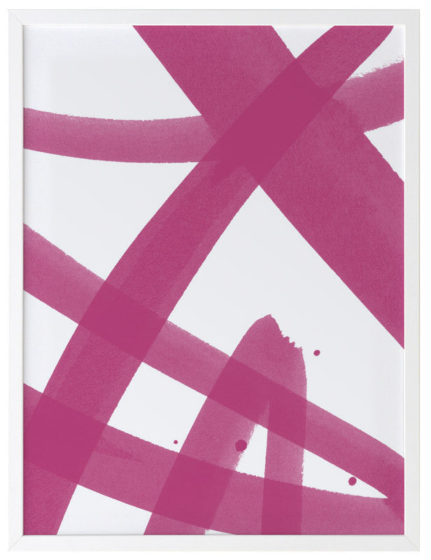 Balancing Act Raspberry Pop Framed Art Print - Modern Wall Decor for Living Room, Bedroom & Office - Vibrant Abstract Painting for Home Decoration