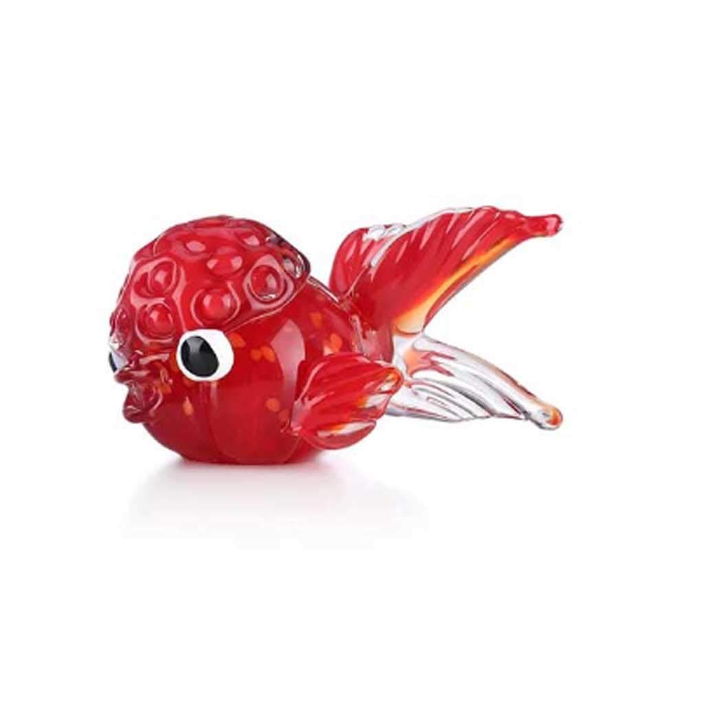 Handblown Glass Lion Fish Figurine - Unique Sea Animal Art Sculpture for Home & Office Decor | Red Color | Perfect for Aquarium Lovers, Coastal Theme Decor, and Gift Giving