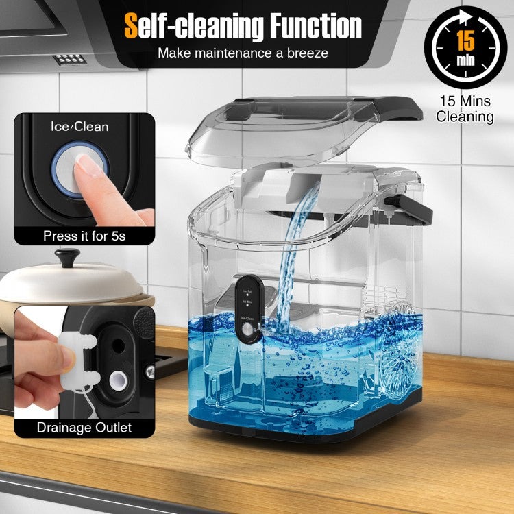 Nugget Countertop Ice Maker - Portable Pellet Ice Machine with Soft Chewable Ice, Perfect for Cocktails, Sodas & Home Bars - Black