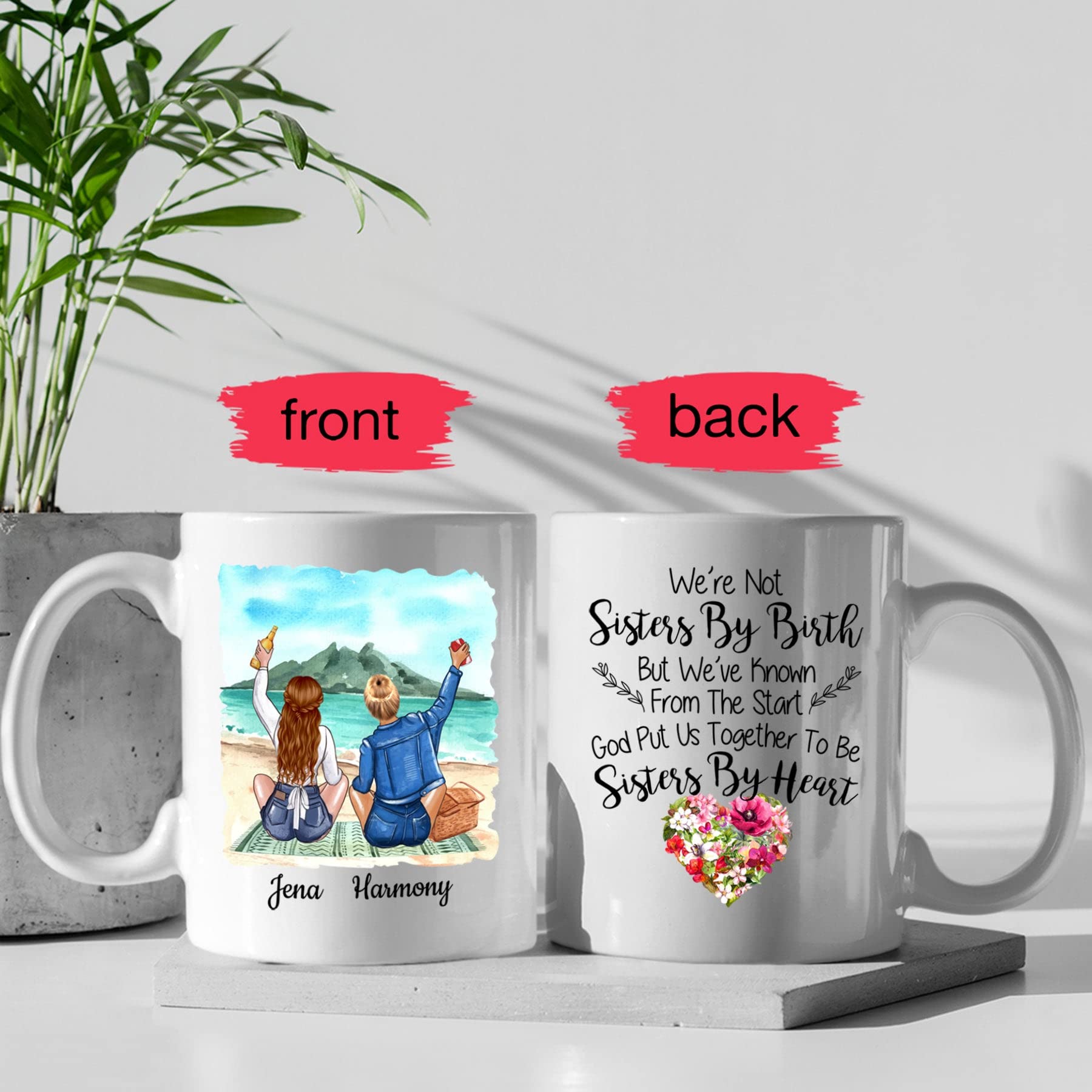 **Personalized Friendship Mugs for Women - Custom Coffee Cups with Names & Hairstyles - Bestie & Soul Sister Gift - 11oz & 15oz - Perfect for Birthdays, Galentine's Day & Coffee Lovers**