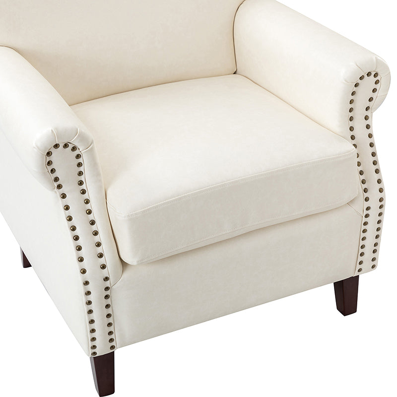 Luna Faux Leather Armchair - Modern PU Leather Accent Chair for Living Room, Bedroom & Office - Comfortable Mid-Century Style Lounge Chair with Sturdy Metal Legs