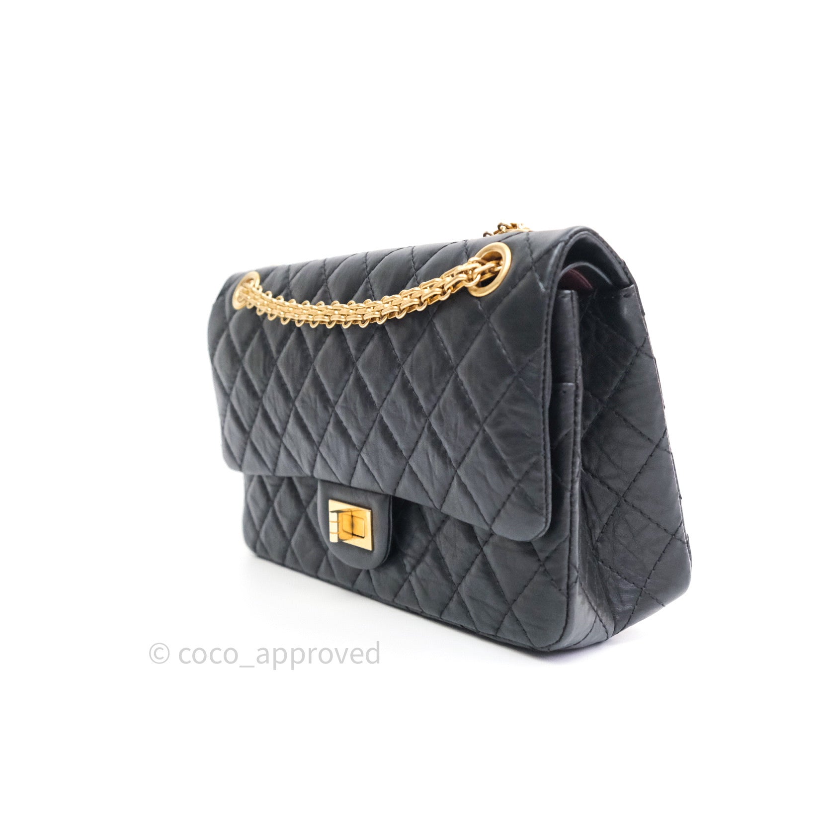 Authentic Chanel 2.55 Reissue 225 Flap Bag - Black Aged Calfskin with Gold Hardware - Luxury Crossbody Purse for Women, Perfect for Date Night & Special Occasions