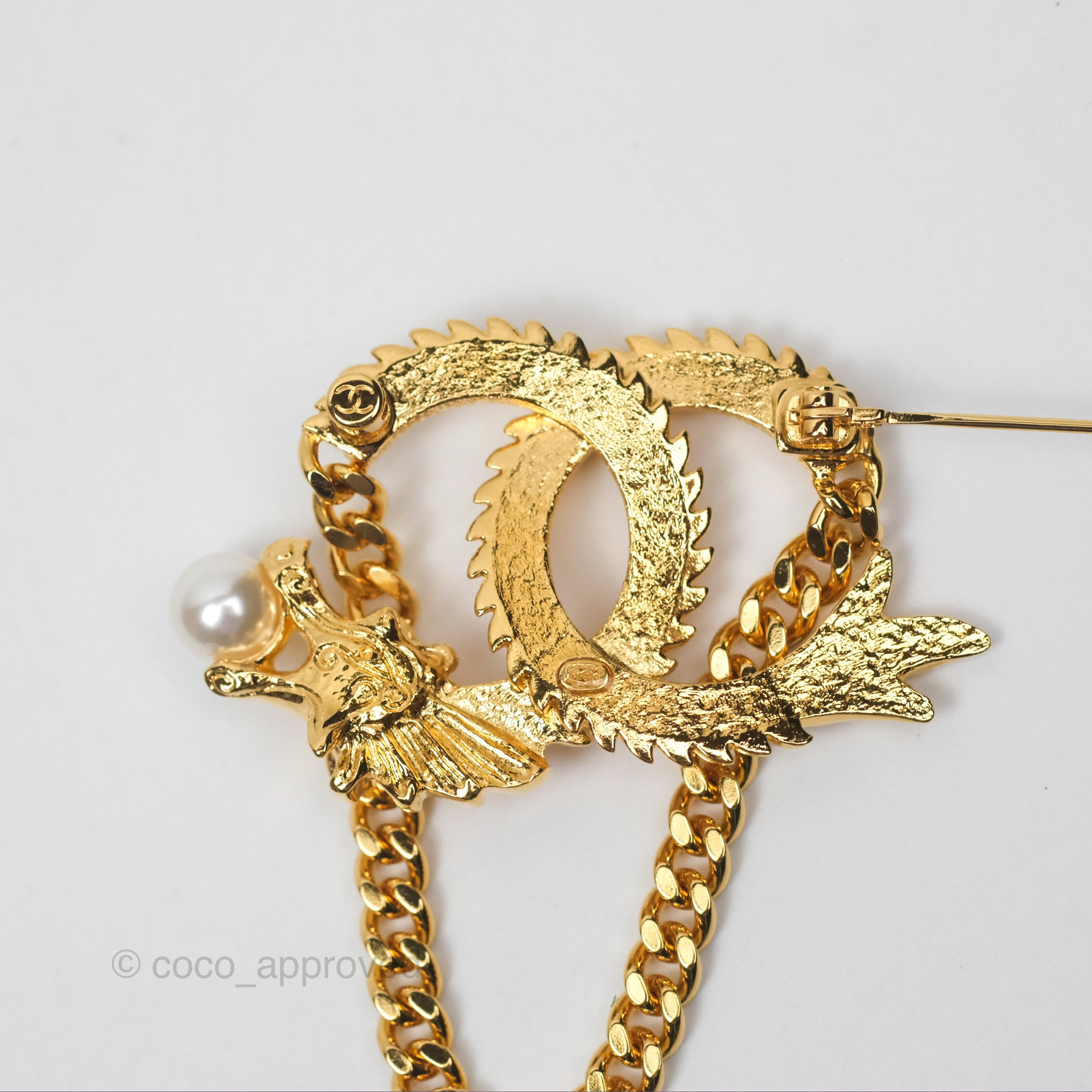 Chanel CC Dragon Chinese New Year Edition Gold Tone Brooch Pin - Luxury Fashion Accessory for Women, Holiday Gift & Special Occasions