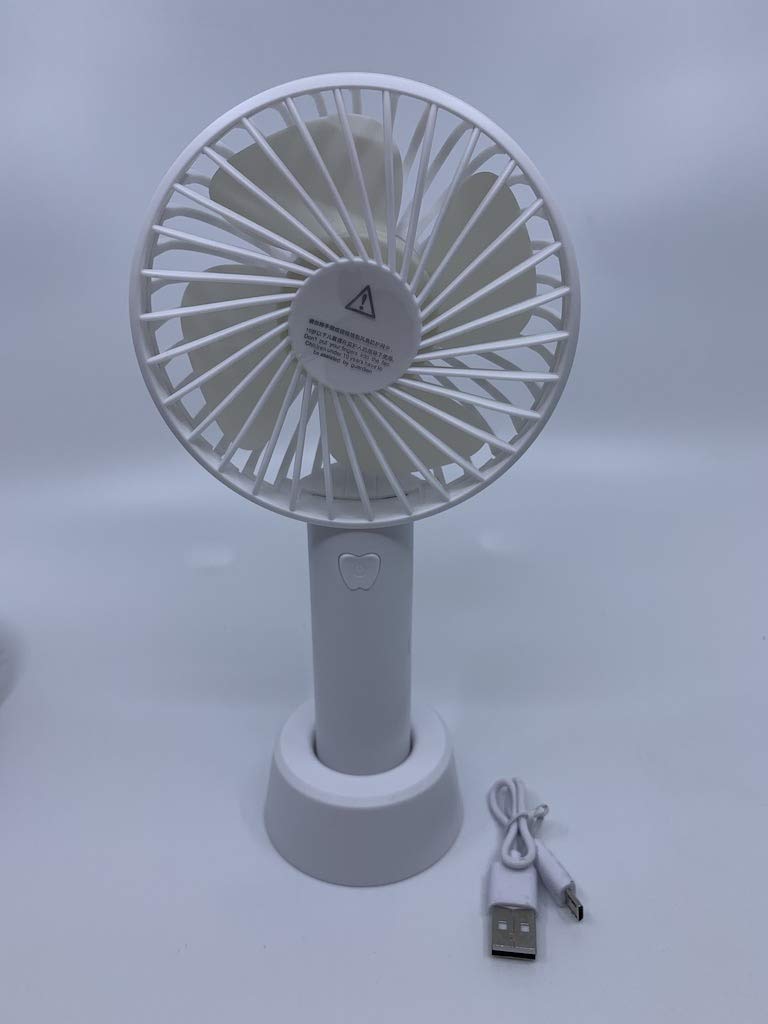 Portable Mini USB Rechargeable Handheld Fan with Stand - Battery Operated Personal Cooling Fan for Office, Travel, Outdoor & Home Use (White)
