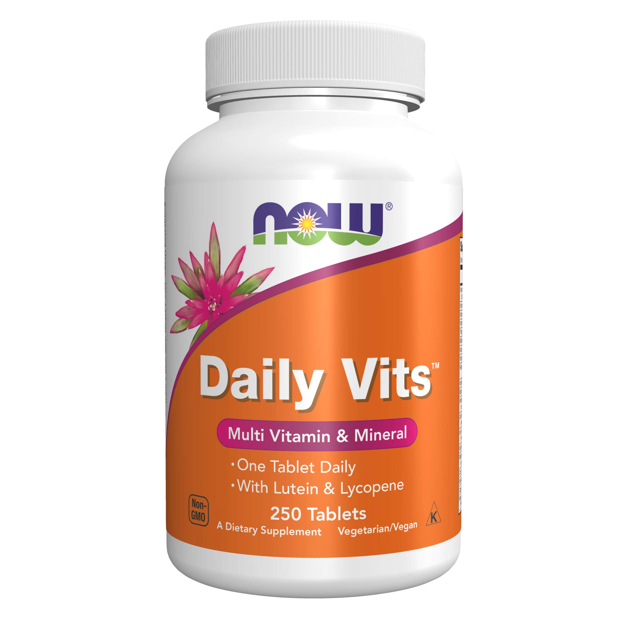 NOW Supplements Daily Vits™ Multivitamin with Lutein & Lycopene - 250 Tablets (1 Month Supply) for Immune Support, Eye Health & Daily Nutrition - Perfect for Adults & Active Lifestyles