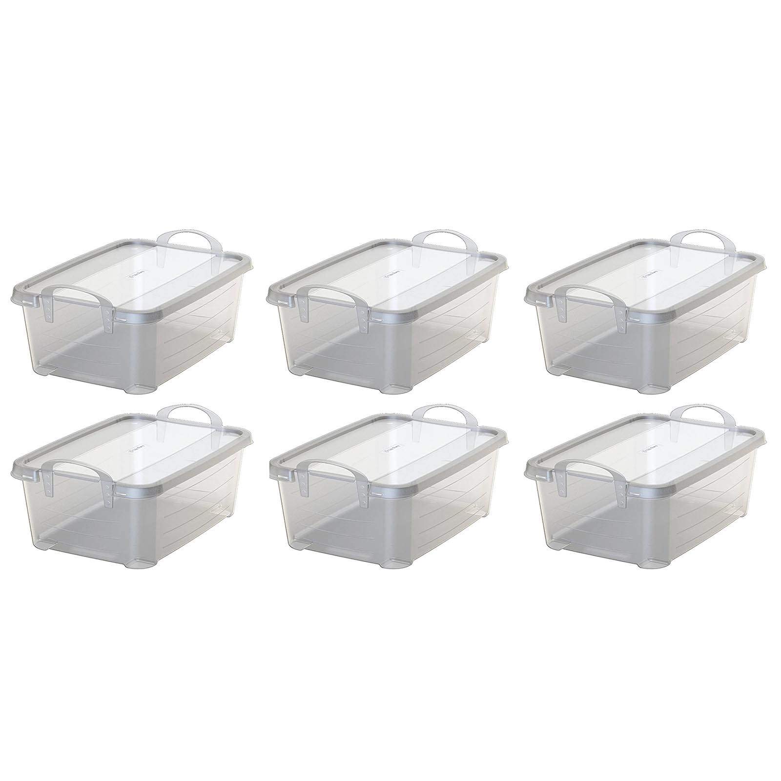 Clear Plastic Storage Bins 14 Quart (6 Pack) - Stackable Closet Organizer Boxes for Clothes, Toys, Shoes & Home Organization | Perfect for Bedroom, Garage, Kids Room & Office Storage