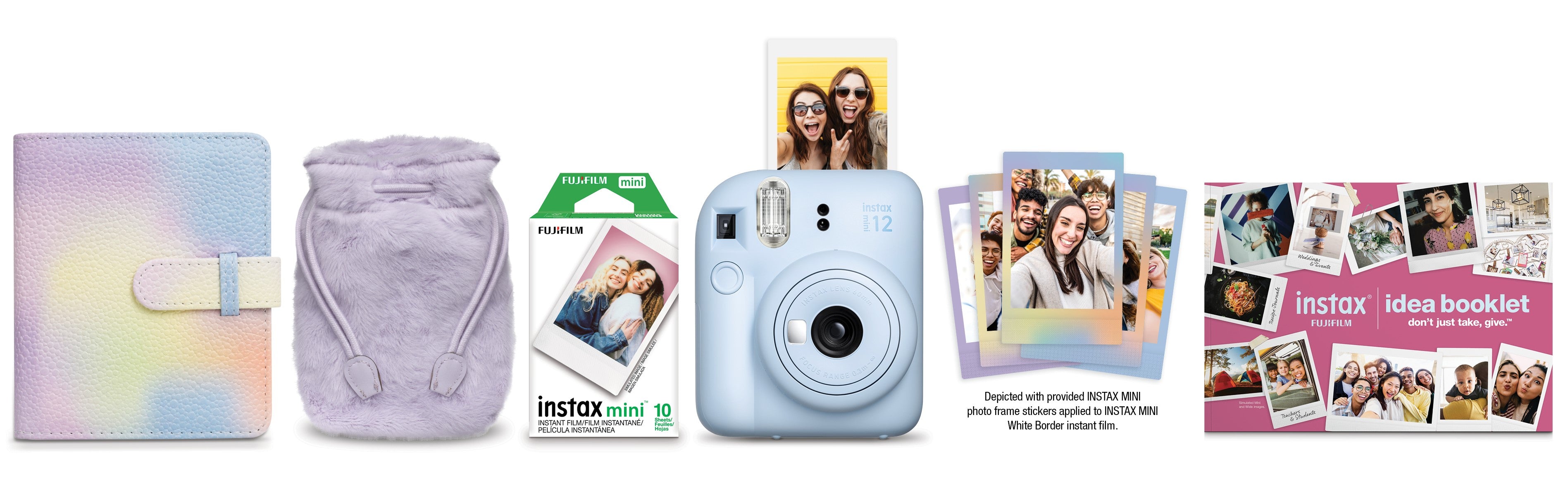 Instax Mini 12 Instant Camera Bundle - Pastel Blue Edition with Film & Accessories | Perfect for Travel, Parties, and DIY Scrapbooking