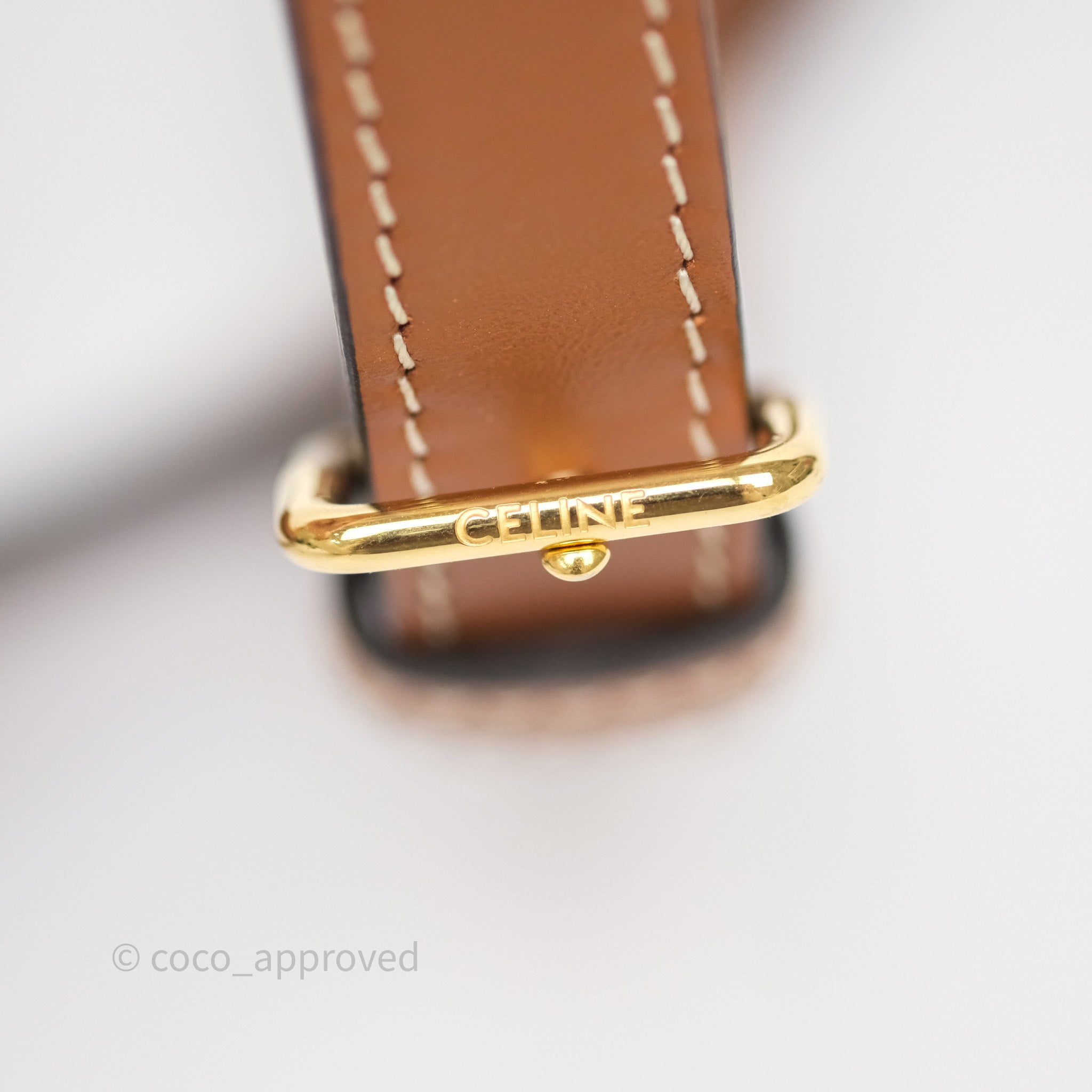 Celine Gold Studs Folco Cuir Triomphe Leather Crossbody Bag in Smooth Calfskin Tan - Perfect for Work, Travel & Evening Events