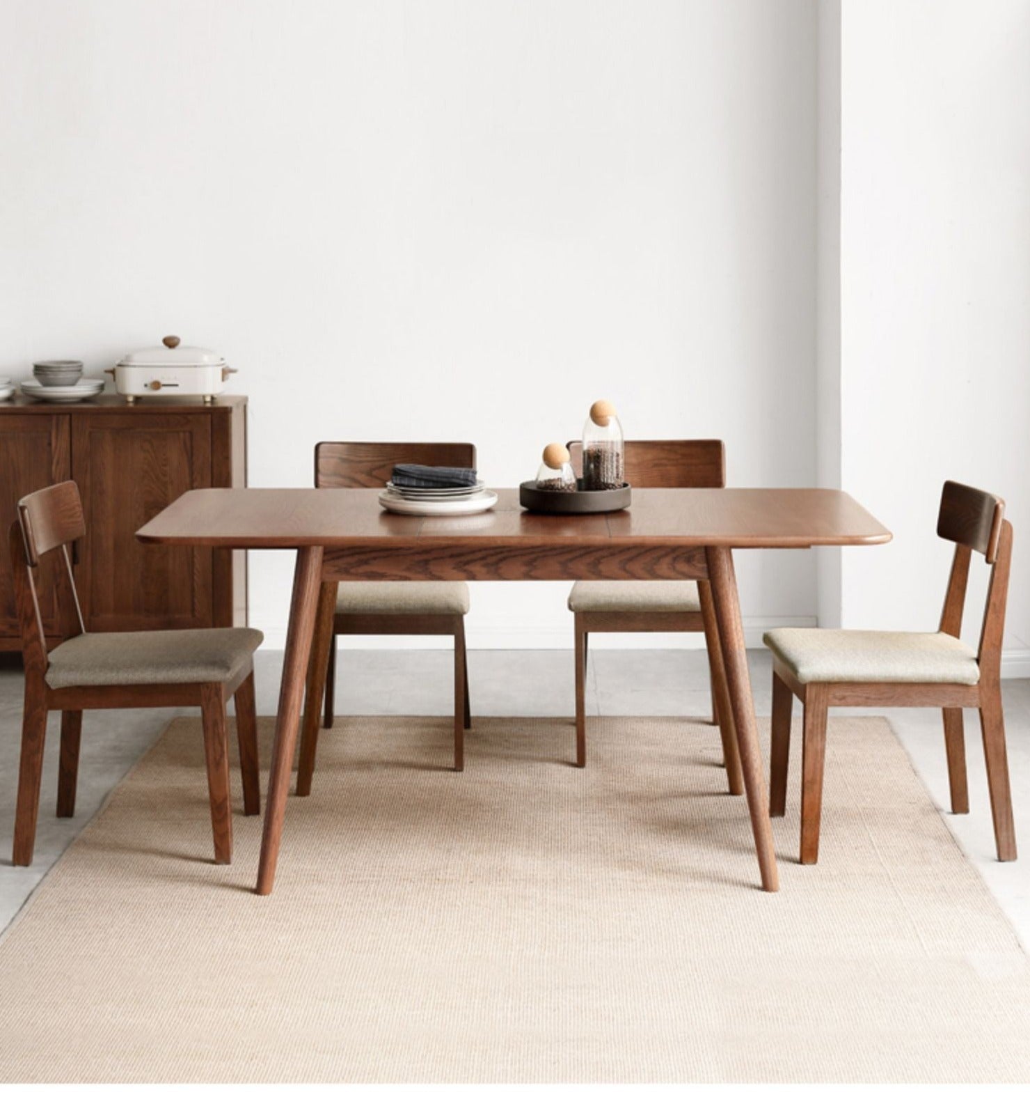 Solid Oak & Black Walnut Extendable Folding Dining Table - Expandable Wooden Table for Small Spaces, Dinner Parties & Family Gatherings