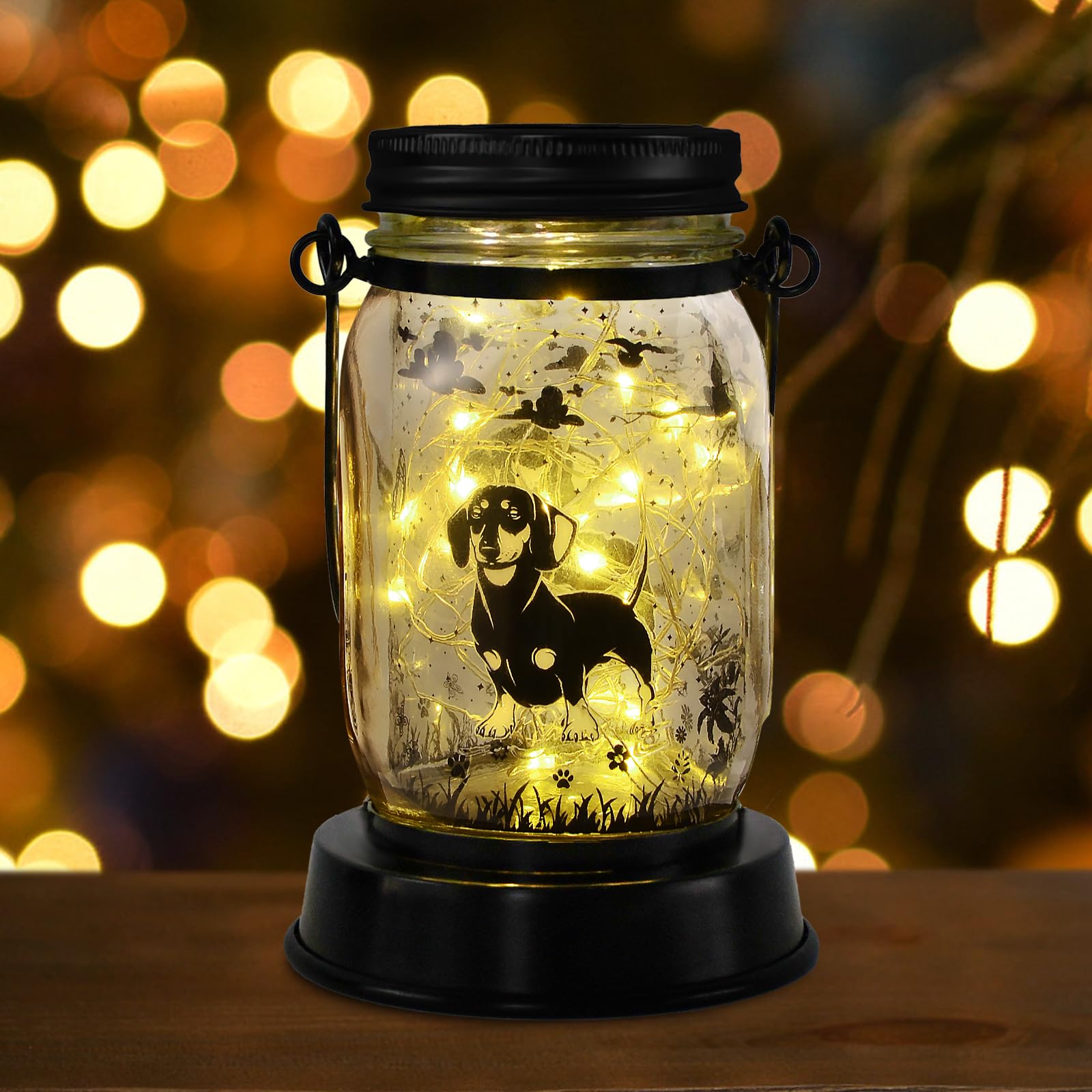 Solar Powered Waterproof Dachshund String Lights - Outdoor Hanging Lantern with Stake for Garden, Yard, Patio Decor - Perfect Gift for Dog Lovers, Mom, Grandma - Ideal for Birthday, Christmas, Wedding & Home Decoration