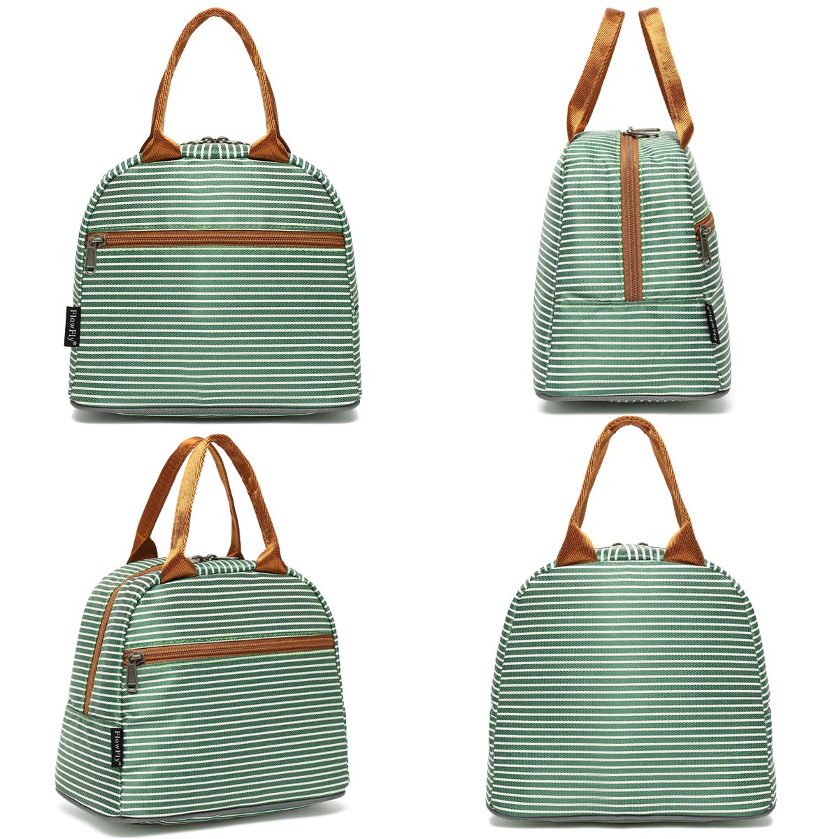 FlowFly Insulated Lunch Cooler Bag - Reusable Tote Lunch Organizer for Women & Men, Green - Perfect for Work, School, Picnics & Outdoor Activities