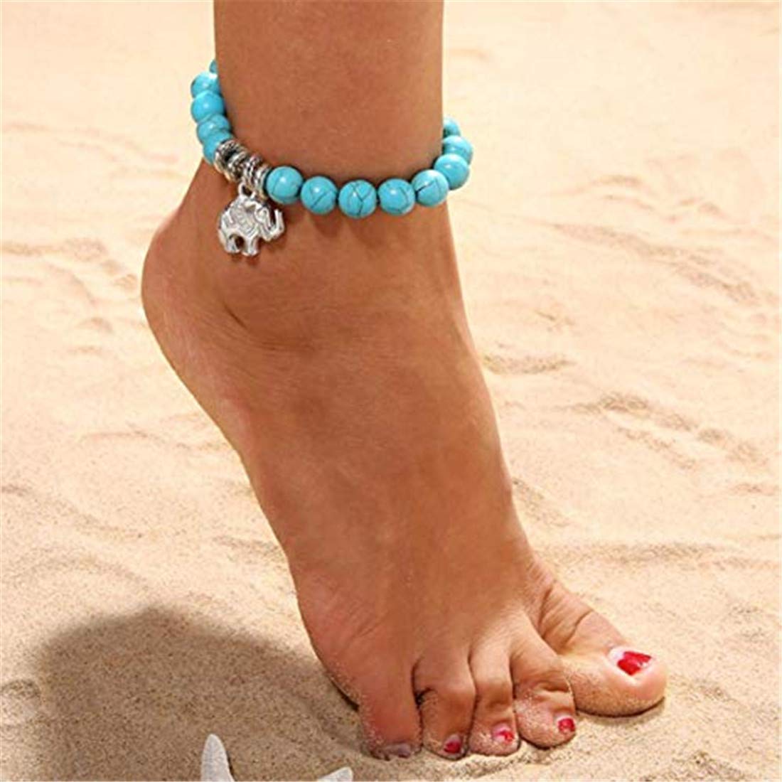 Unisex Boho Beaded Anklet Bracelet - Women's Elephant Beach Foot Chain Jewelry | Eco-Friendly & Stylish | Perfect for Summer, Beach, and Festival Outfits