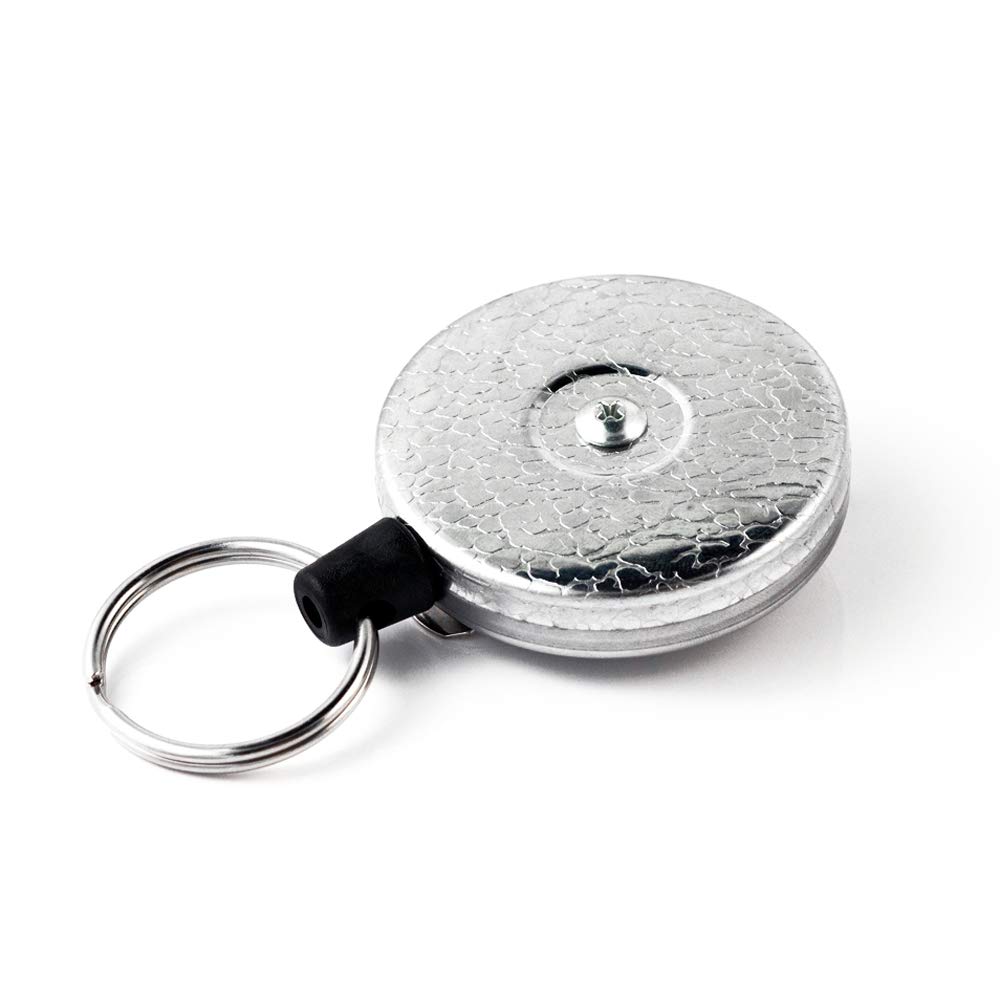KEY-BAK Original Retractable Key Holder - Chrome Front, Steel Belt Clip & Split Ring | Secure Keychain for Home, Office, Gym & Outdoor Activities