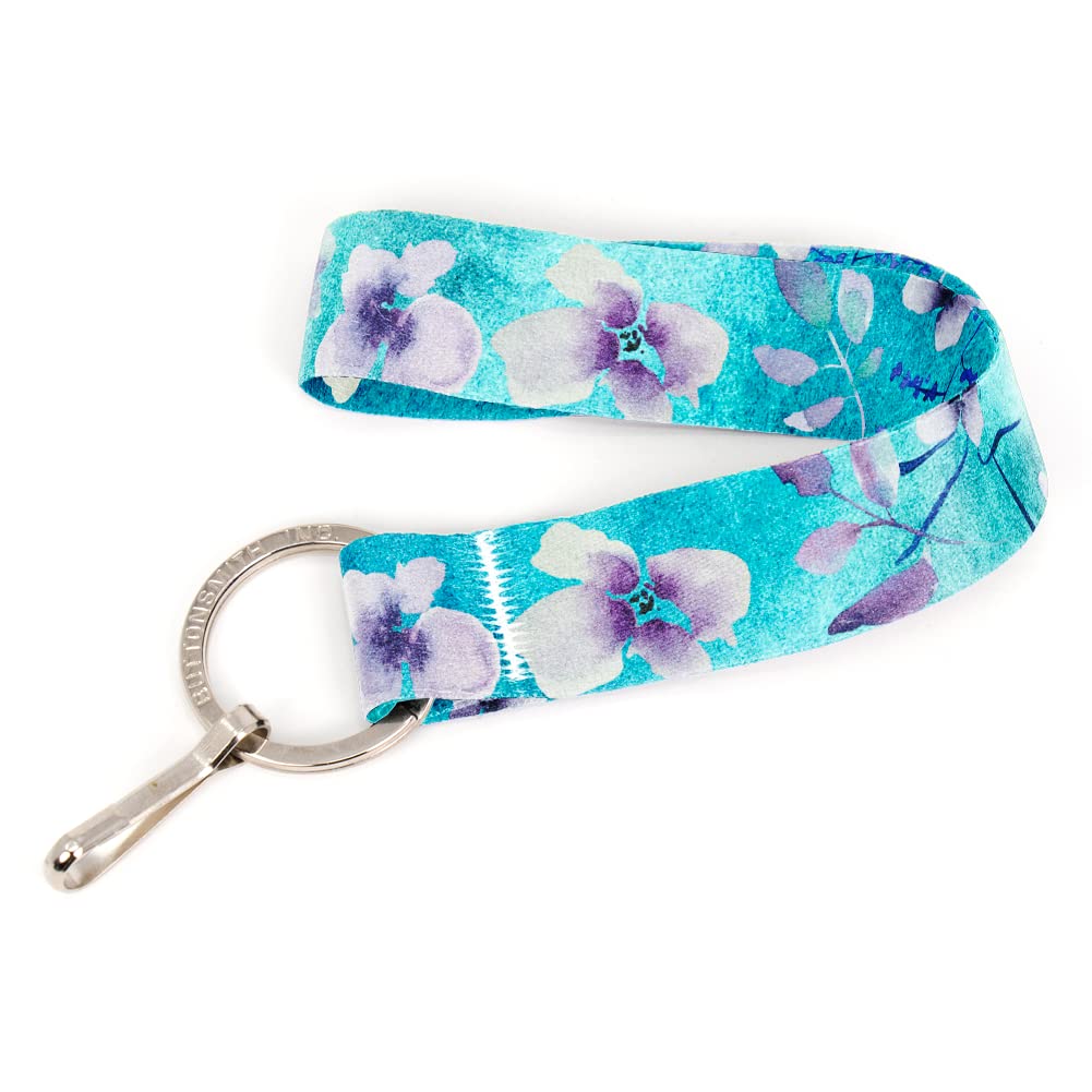 Buttonsmith Tranquility Wristlet Keychain Lanyard - Short Length with Flat Key Ring & Clip - USA Made - Perfect for Keys, ID Badges & Work Accessories