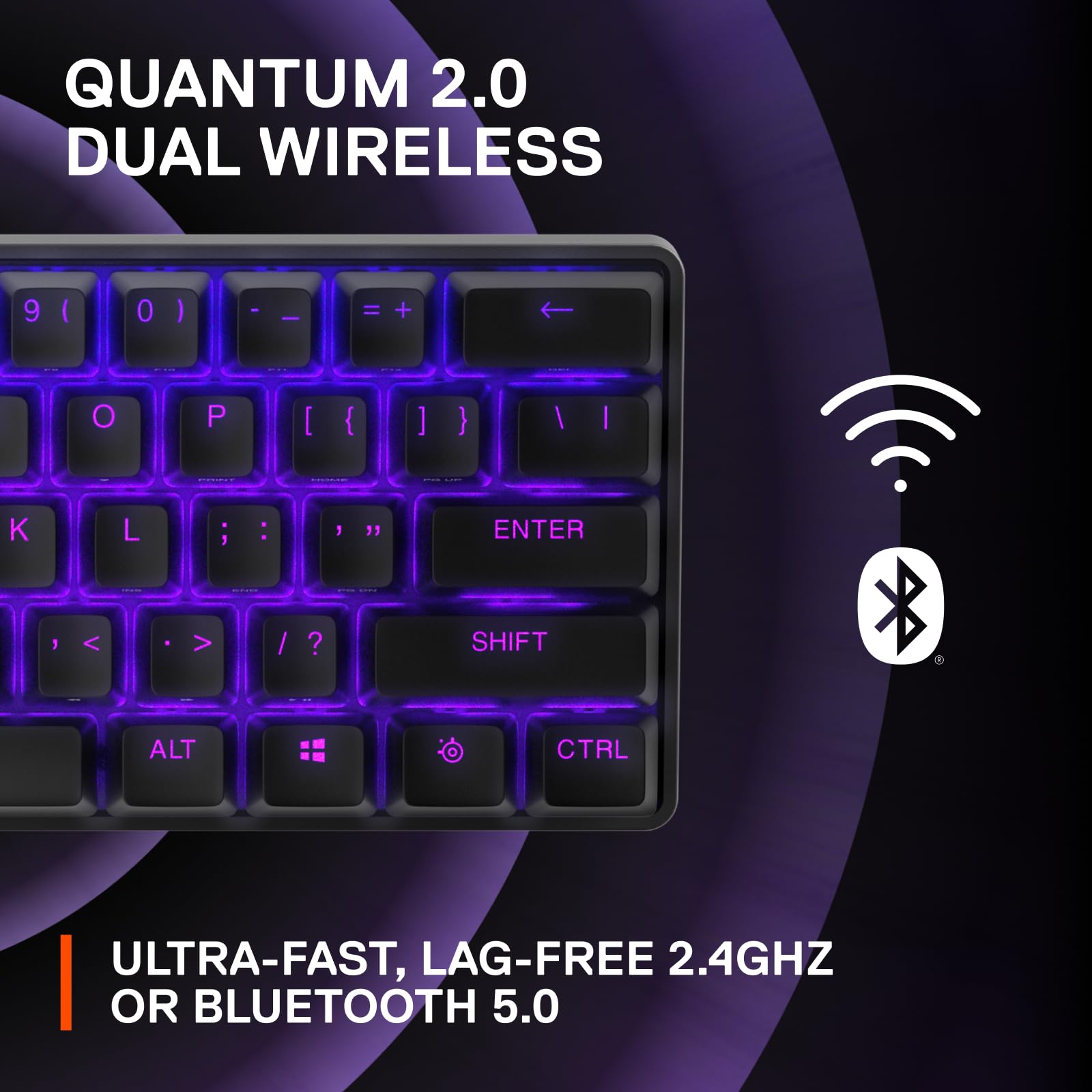 SteelSeries Apex Pro Mini Wireless HyperMagnetic Gaming Keyboard - World's Fastest 60% Compact Mechanical Keyboard with Adjustable Actuation, RGB Backlighting, Bluetooth & 2.4GHz Wireless, USB-C - AZERTY Layout - Perfect for Esports, Streaming & Office Work