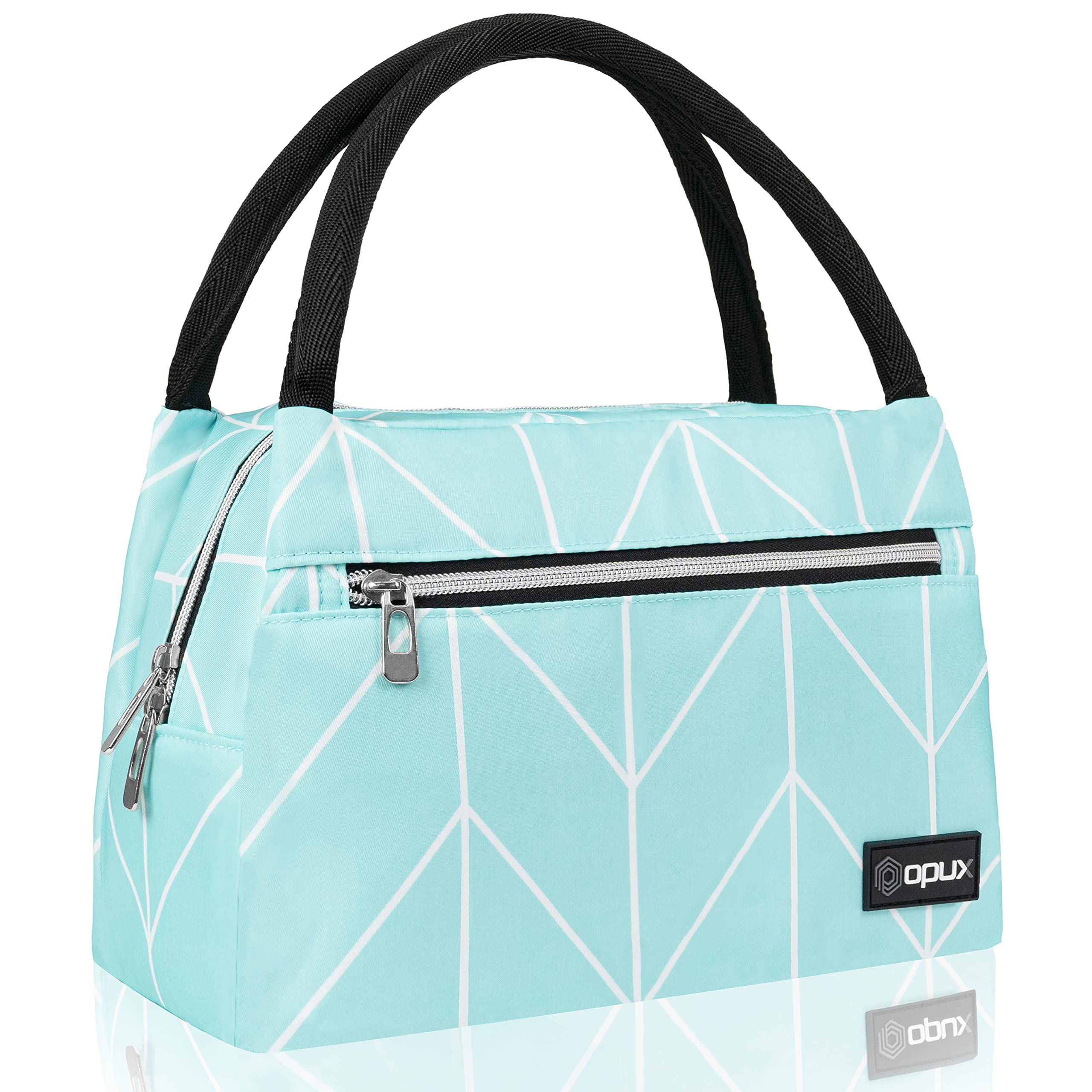 Insulated Lunch Bag for Women & Girls - Reusable Cooler Tote for Work, School, Travel & Picnic - Fits 11 Cans - Chevron Teal Design - Perfect for Office Lunch, Beach Trips & Outdoor Adventures