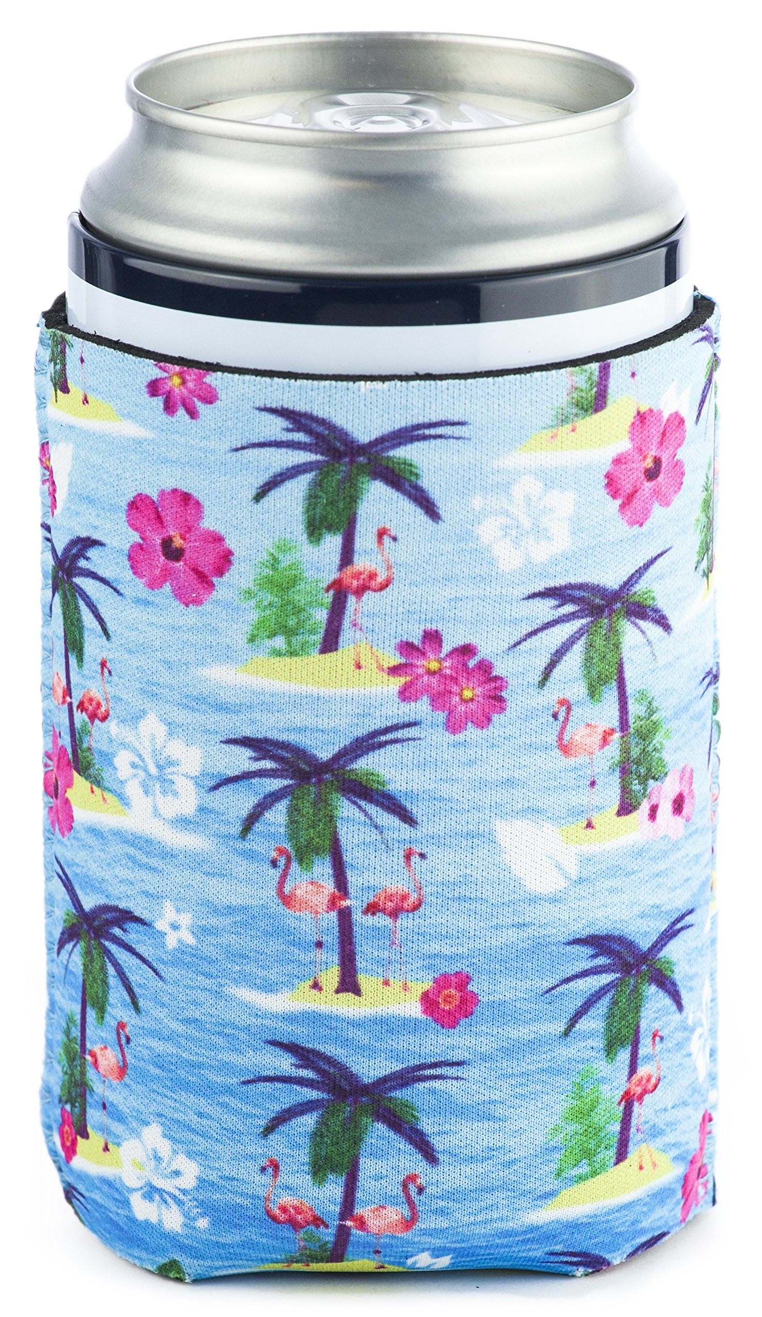 Funny Flamingo Collapsible Can Cooler - Neoprene Drink Insulator for Pool Parties